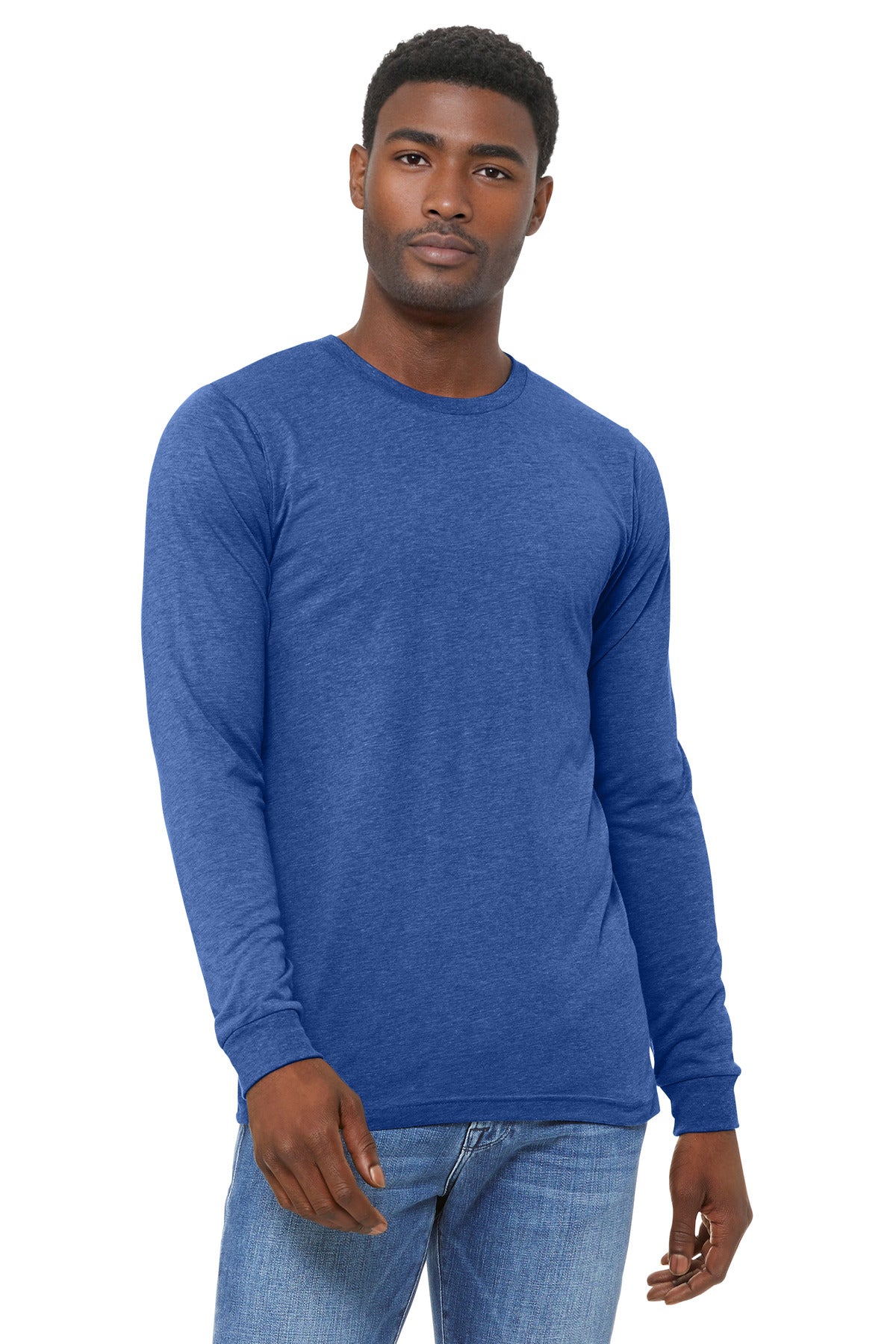 BELLA+CANVAS Unisex Triblend Long Sleeve Tee BC3513 - Blue Triblend - front