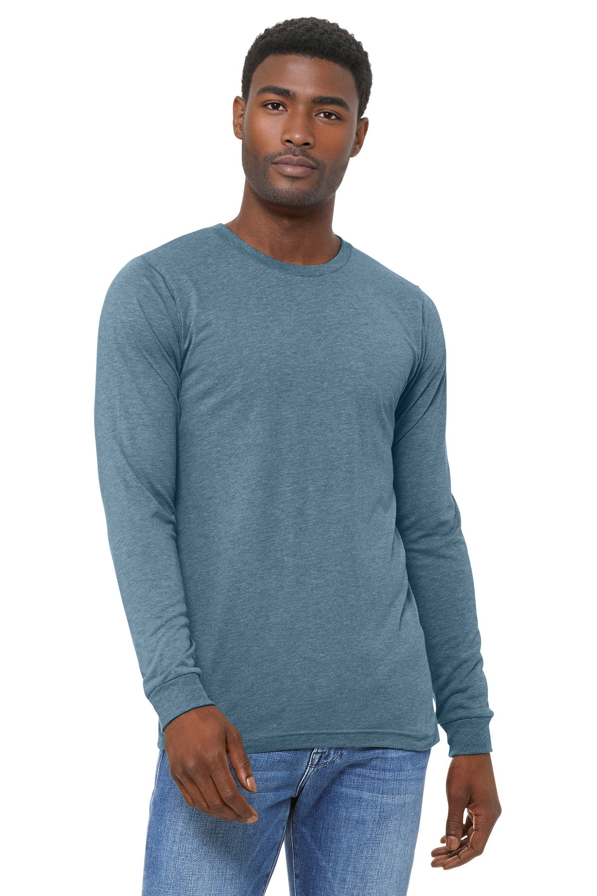 BELLA+CANVAS Unisex Triblend Long Sleeve Tee BC3513 - Denim Triblend - front