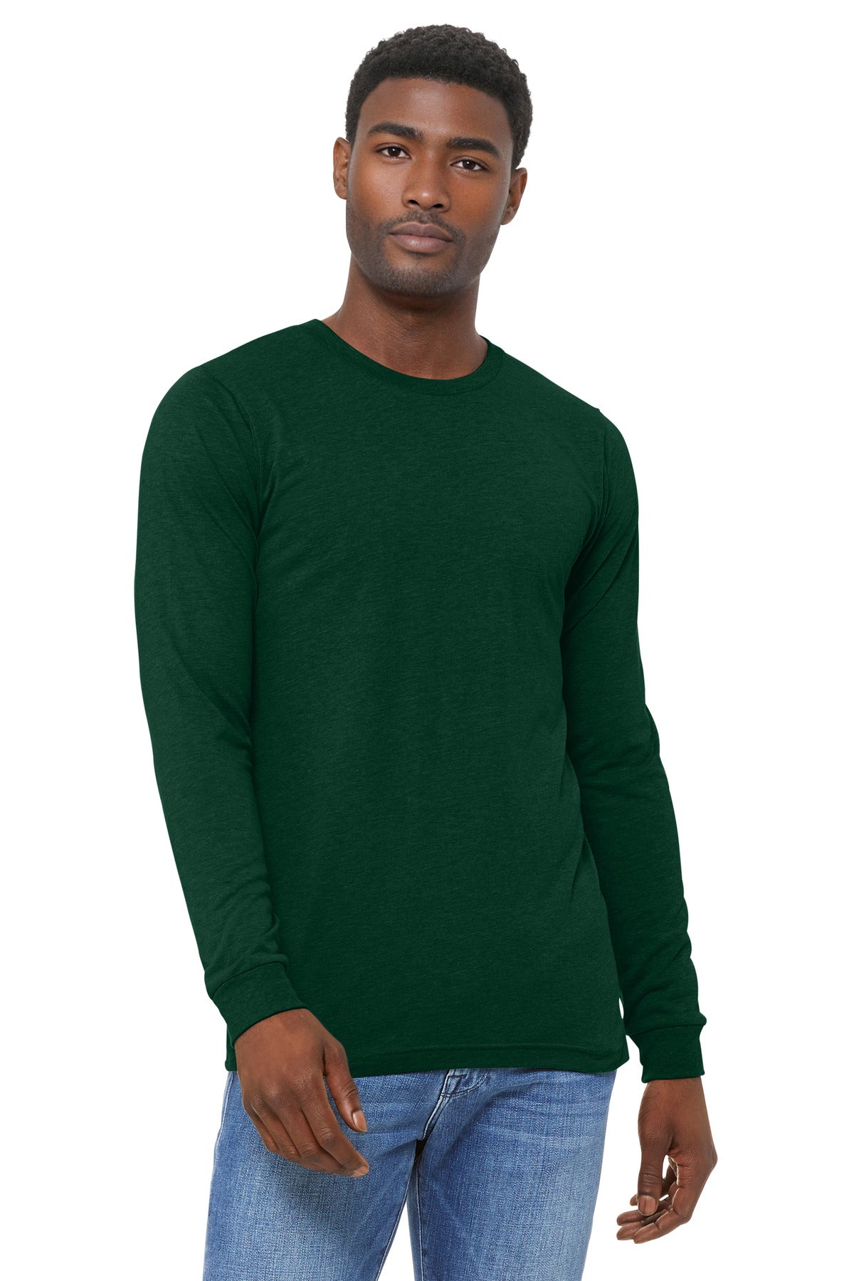 BELLA+CANVAS Unisex Triblend Long Sleeve Tee BC3513 - Emerald Triblend - front