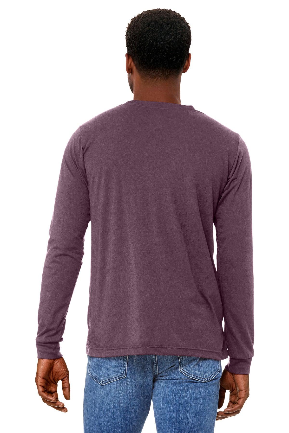 BELLA+CANVAS Unisex Triblend Long Sleeve Tee BC3513 - Maroon Triblend - back