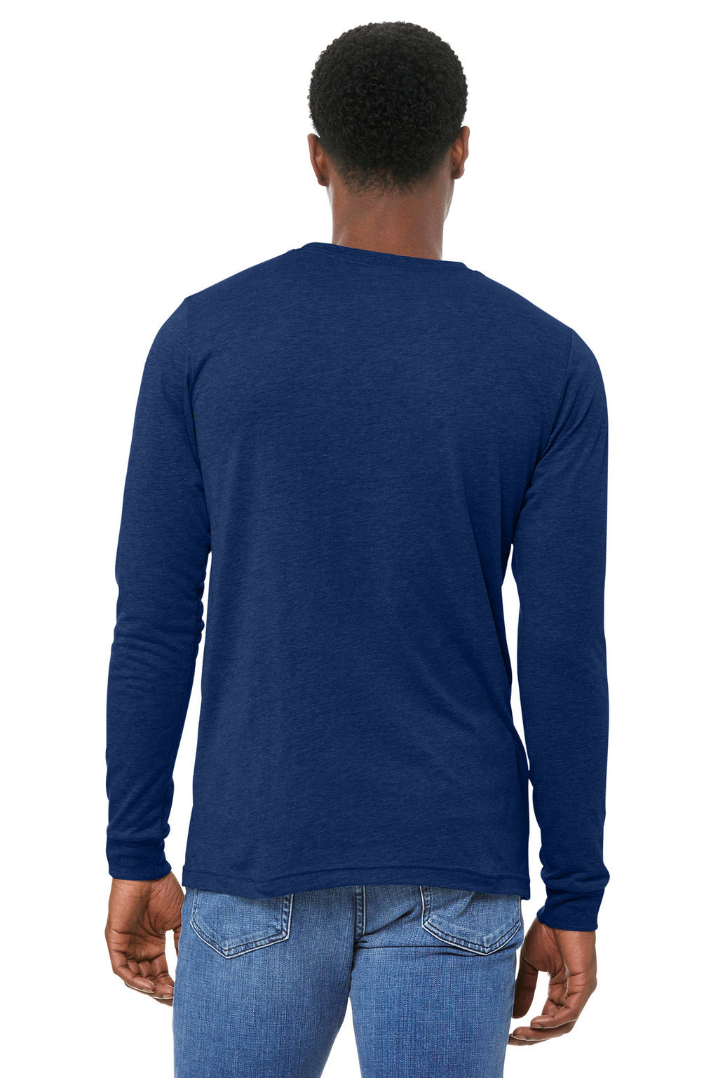 BELLA+CANVAS Unisex Triblend Long Sleeve Tee BC3513 - Navy Triblend - back