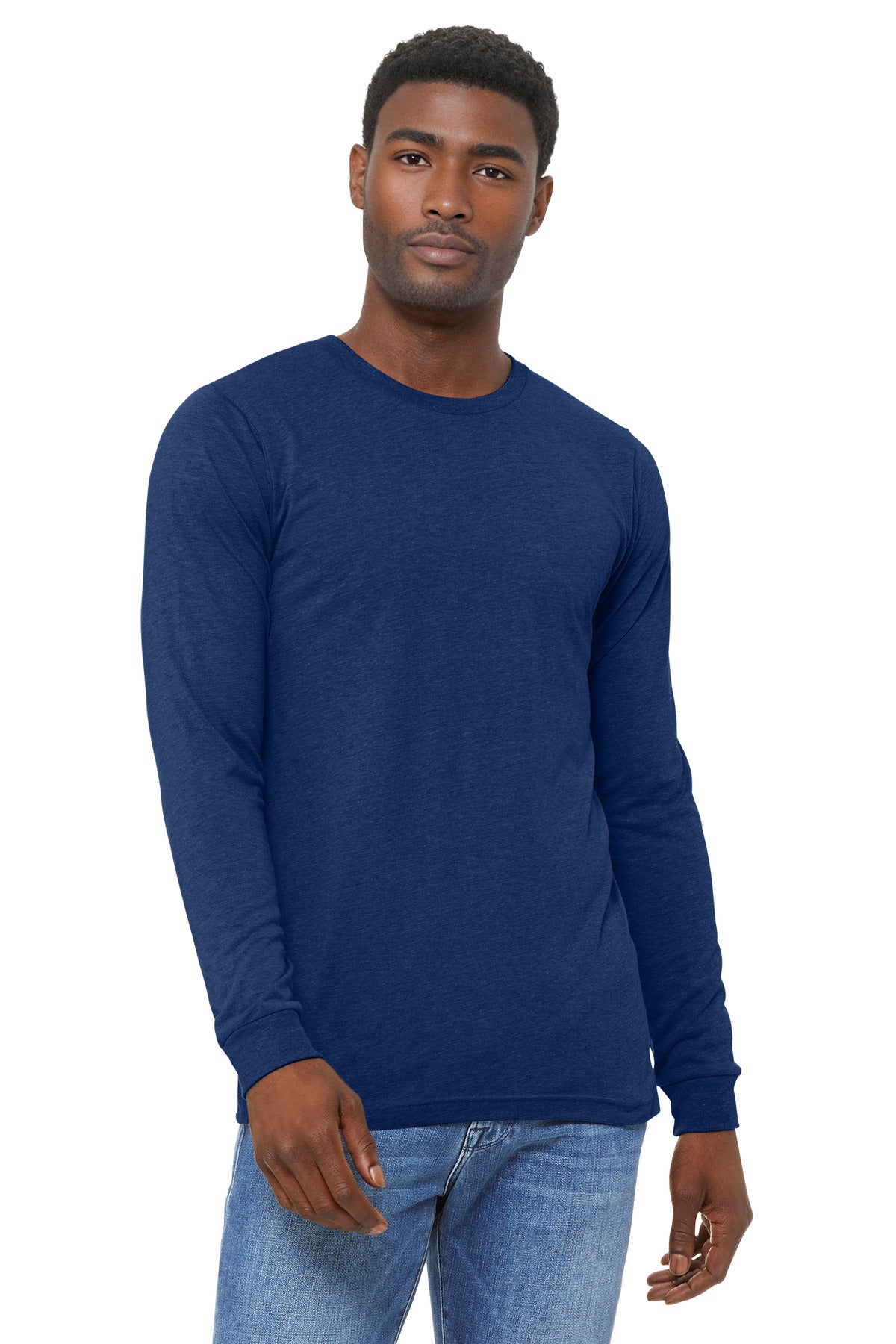 BELLA+CANVAS Unisex Triblend Long Sleeve Tee BC3513 - Navy Triblend - front