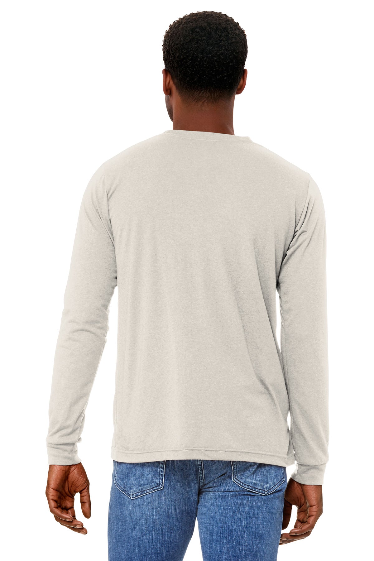 BELLA+CANVAS Unisex Triblend Long Sleeve Tee BC3513 - Oatmeal Triblend - back