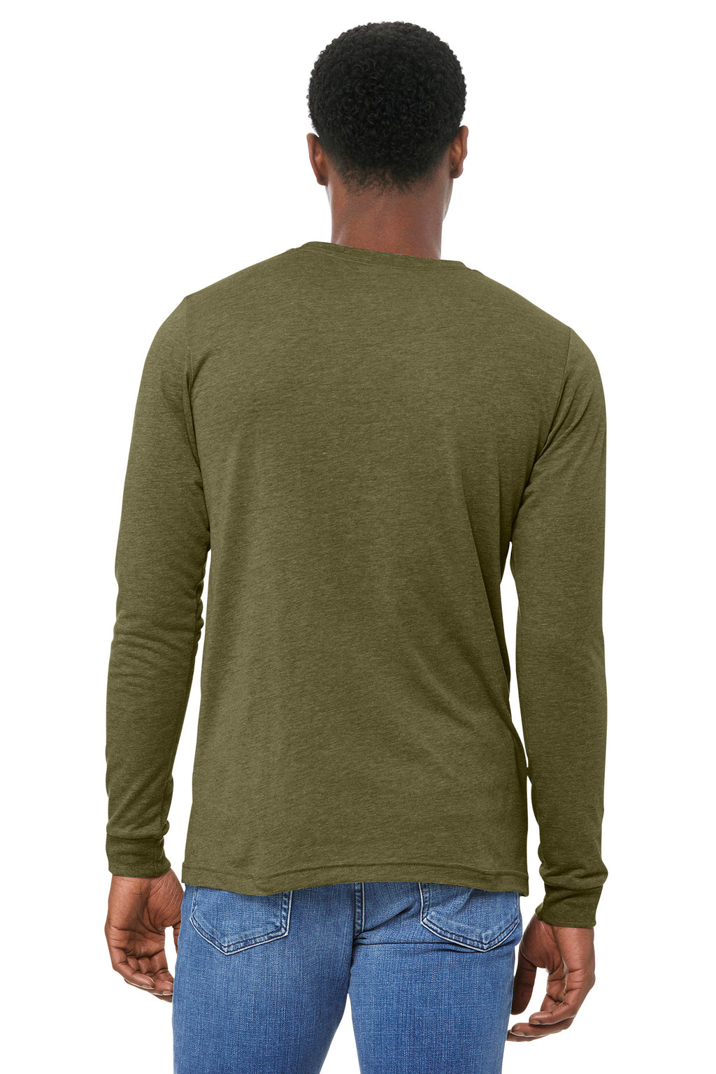 BELLA+CANVAS Unisex Triblend Long Sleeve Tee BC3513 - Olive Triblend - back