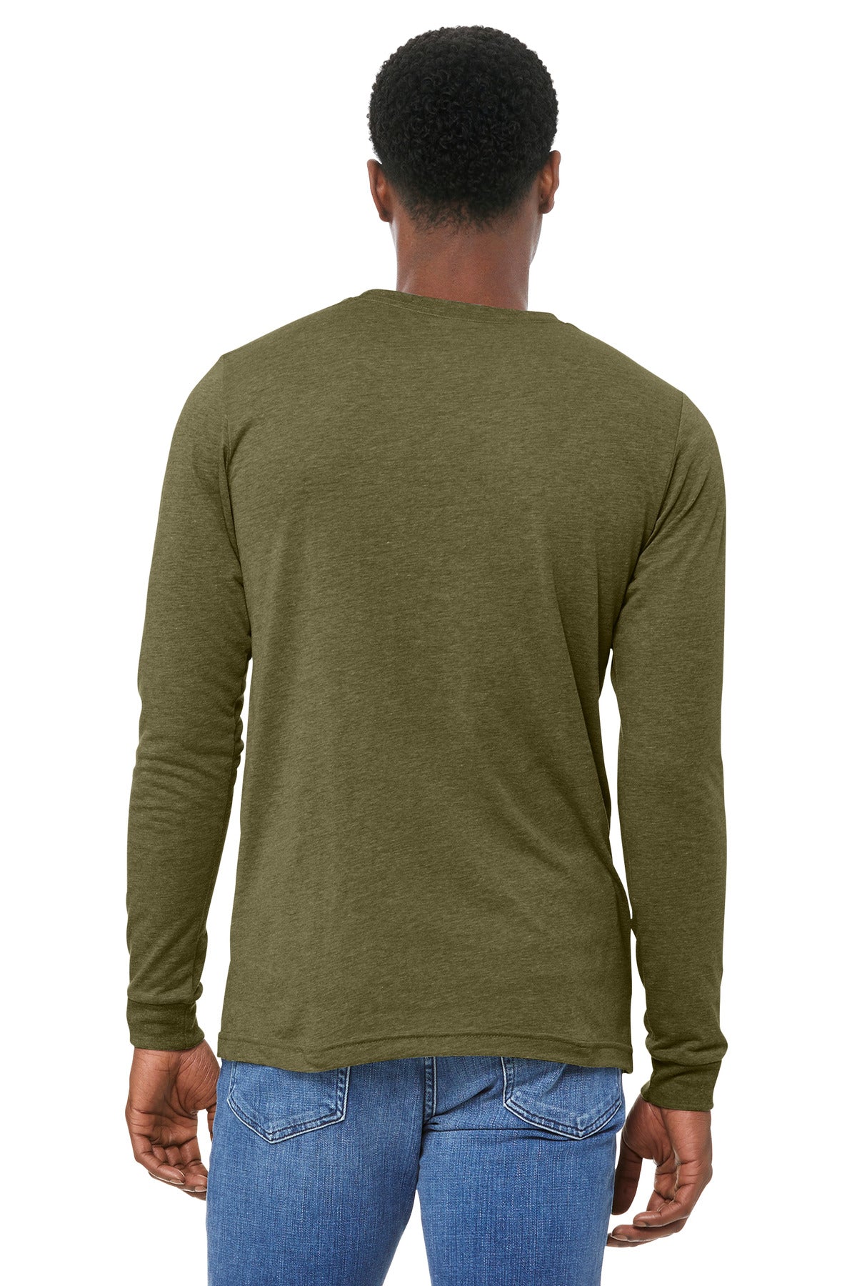 BELLA+CANVAS Unisex Triblend Long Sleeve Tee BC3513 - Olive Triblend - back