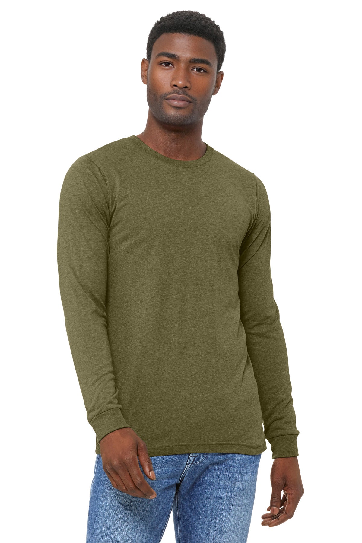 BELLA+CANVAS Unisex Triblend Long Sleeve Tee BC3513 - Olive Triblend - front