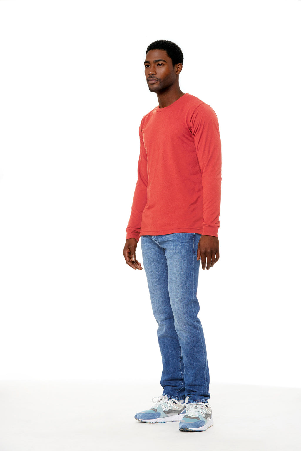 BELLA+CANVAS Unisex Triblend Long Sleeve Tee BC3513 - Red Triblend - side