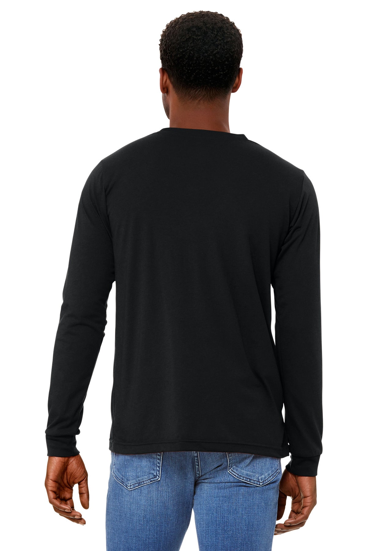 BELLA+CANVAS Unisex Triblend Long Sleeve Tee BC3513 - Solid Black Triblend - back