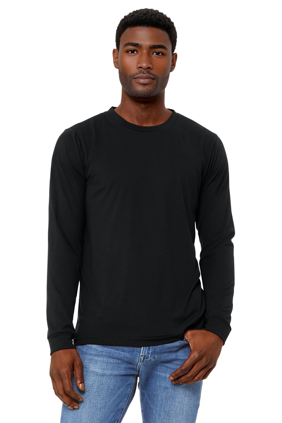 BELLA+CANVAS Unisex Triblend Long Sleeve Tee BC3513 - Solid Black Triblend - front