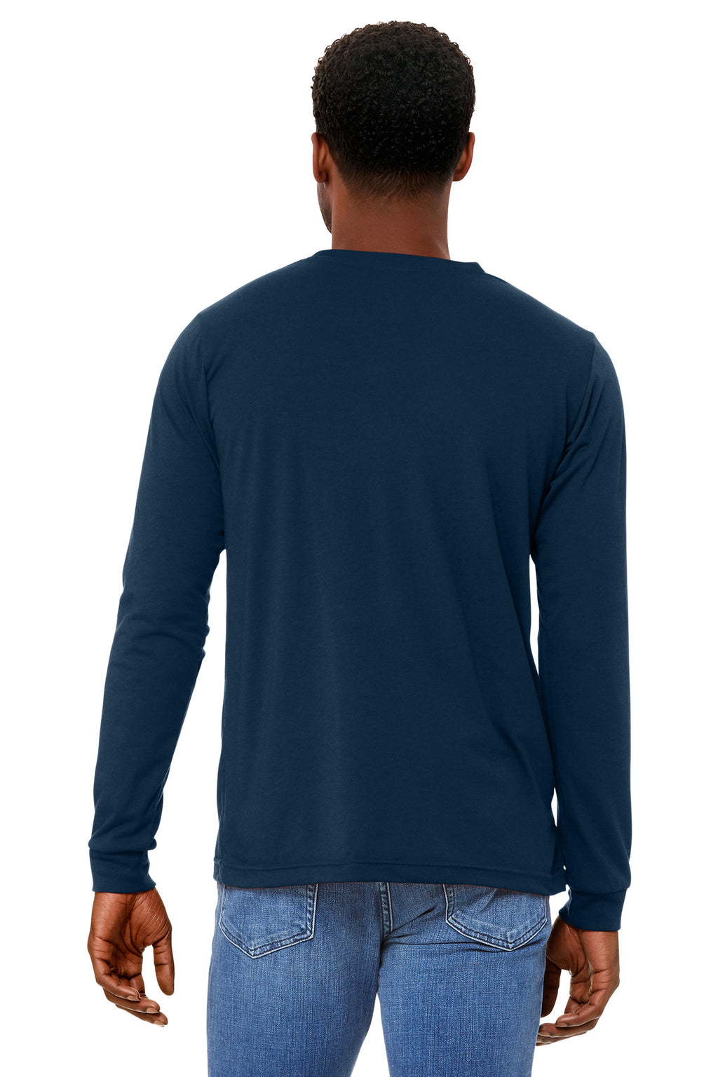 BELLA+CANVAS Unisex Triblend Long Sleeve Tee BC3513 - Solid Navy Triblend - back