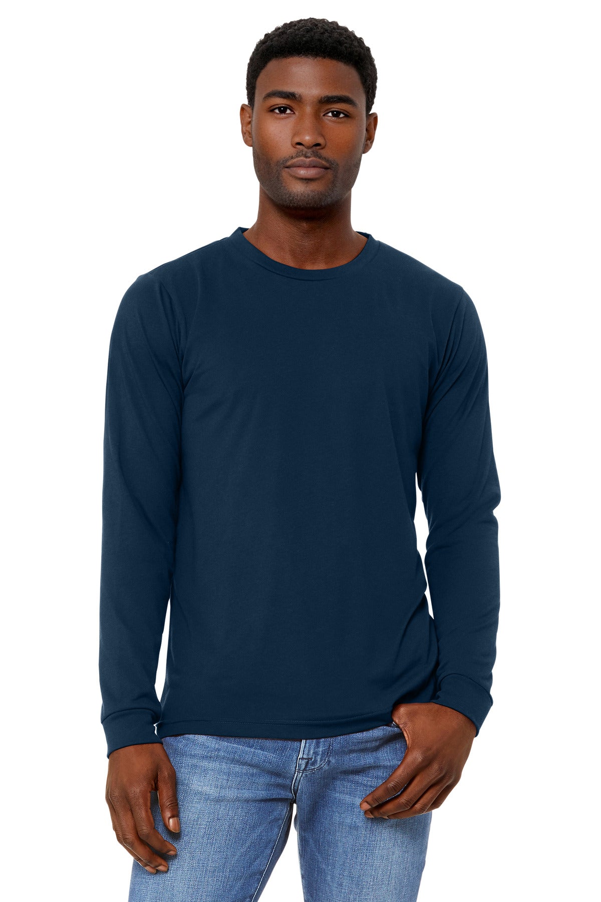 BELLA+CANVAS Unisex Triblend Long Sleeve Tee BC3513 - Solid Navy Triblend - front