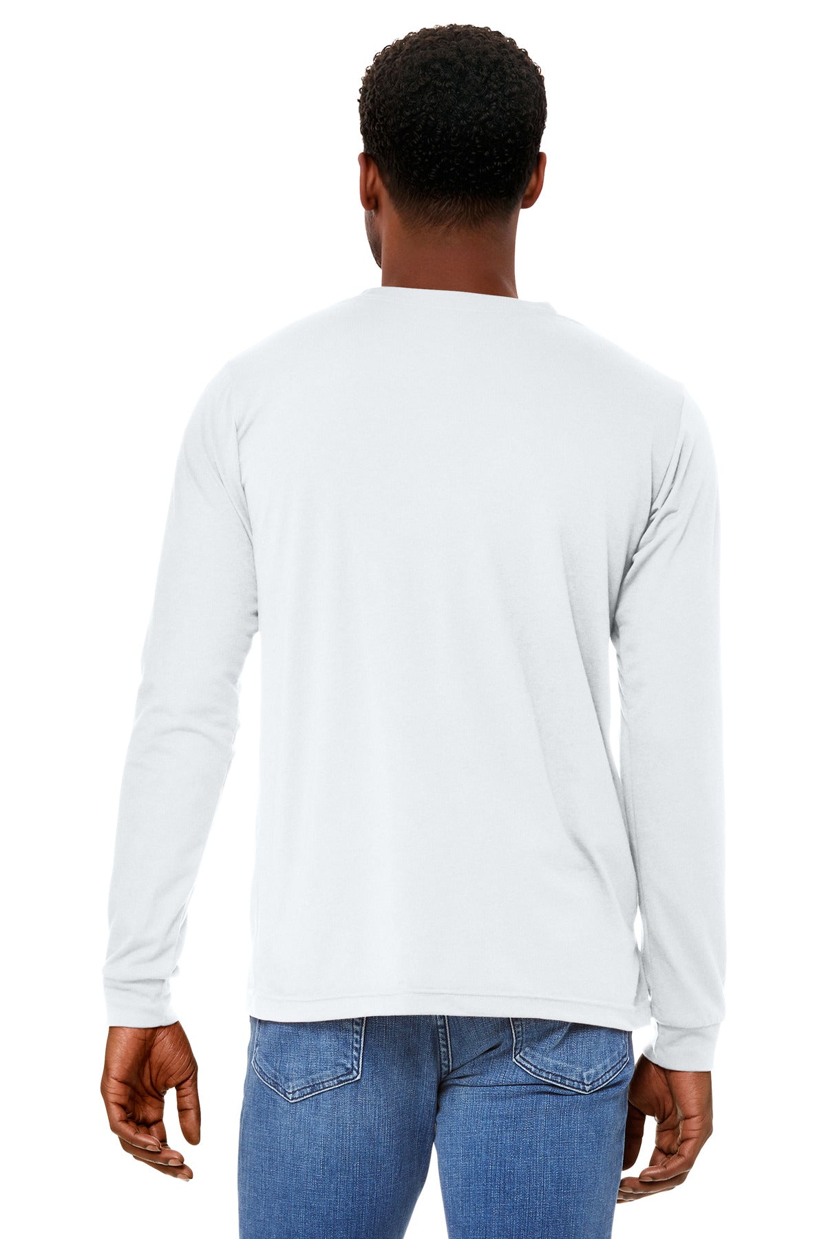 BELLA+CANVAS Unisex Triblend Long Sleeve Tee BC3513 - Solid White Triblend - back