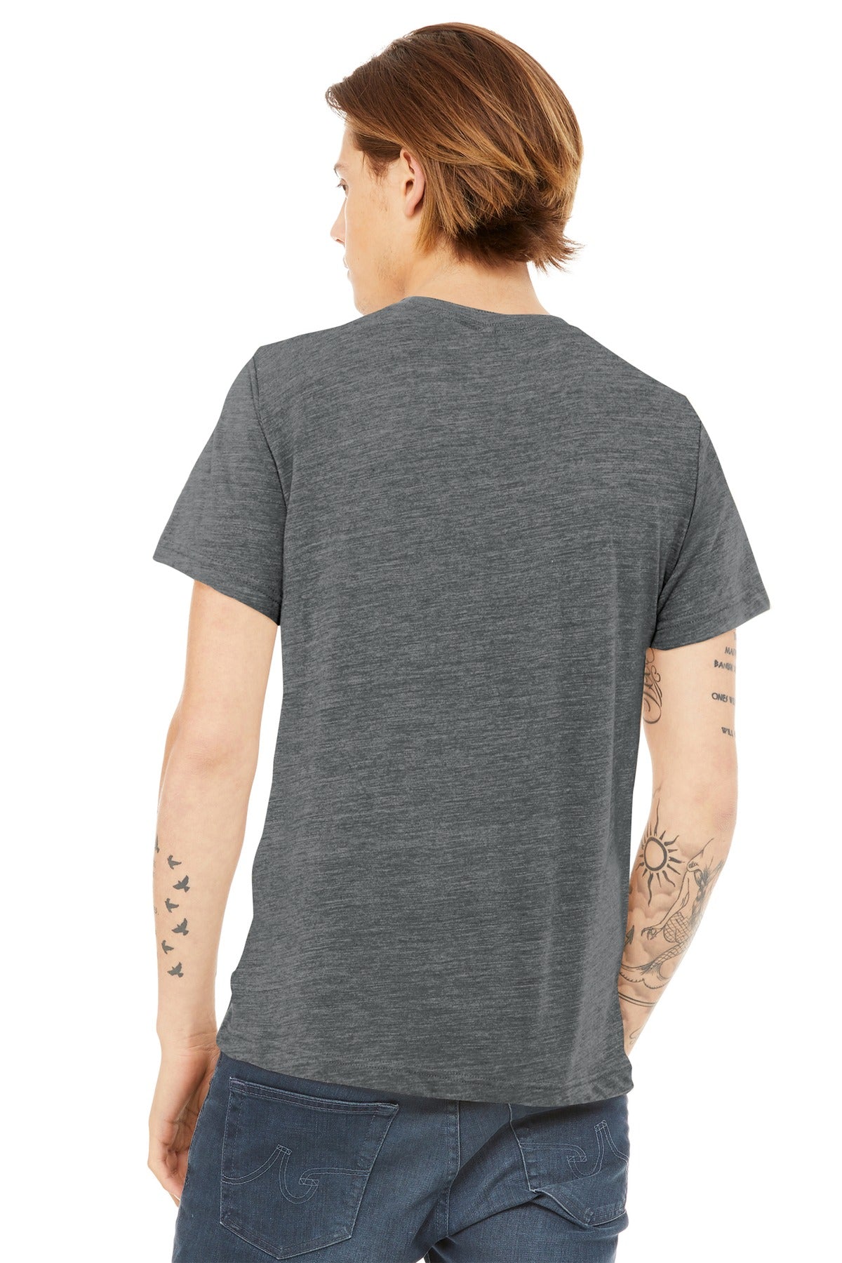 BELLA+CANVAS Unisex Poly-Cotton Short Sleeve Tee. BC3650 - Asphalt Slub - back