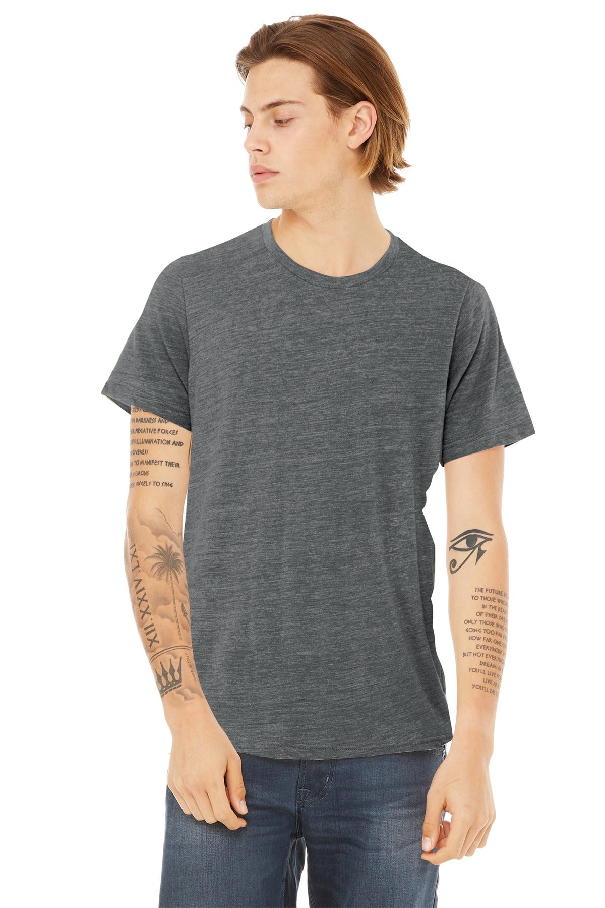 BELLA+CANVAS Unisex Poly-Cotton Short Sleeve Tee. BC3650 - Asphalt Slub - front