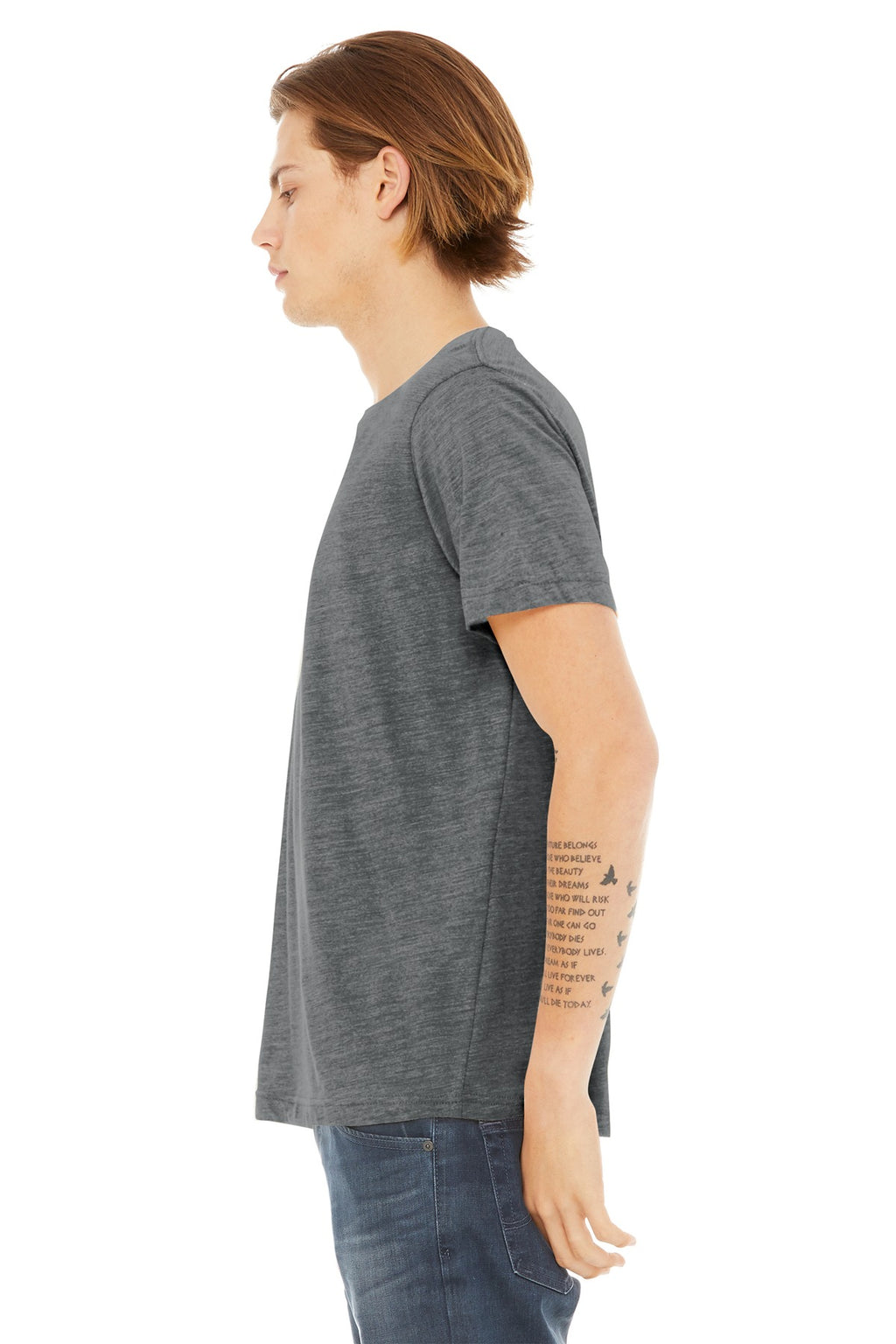 BELLA+CANVAS Unisex Poly-Cotton Short Sleeve Tee. BC3650 - Asphalt Slub - side