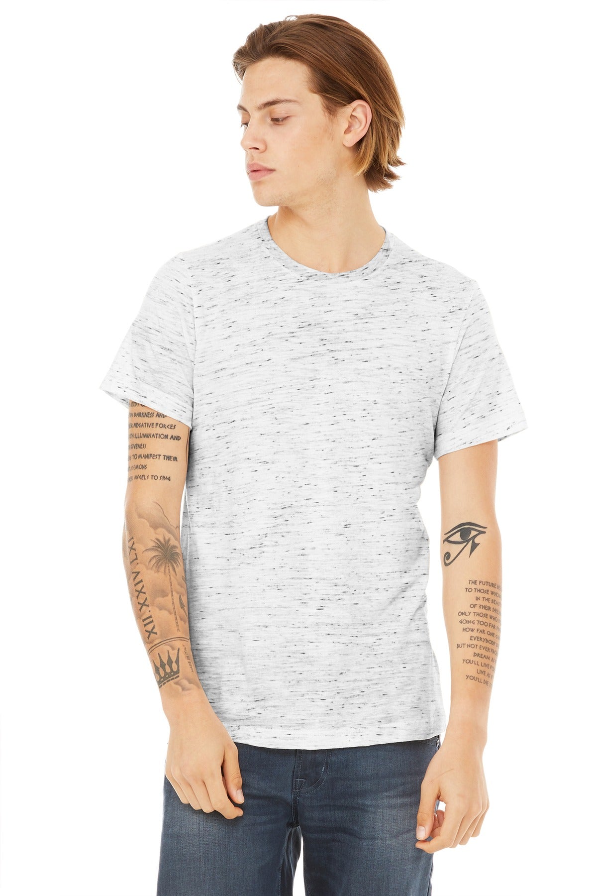 BELLA+CANVAS Unisex Poly-Cotton Short Sleeve Tee. BC3650 - White Marble - front