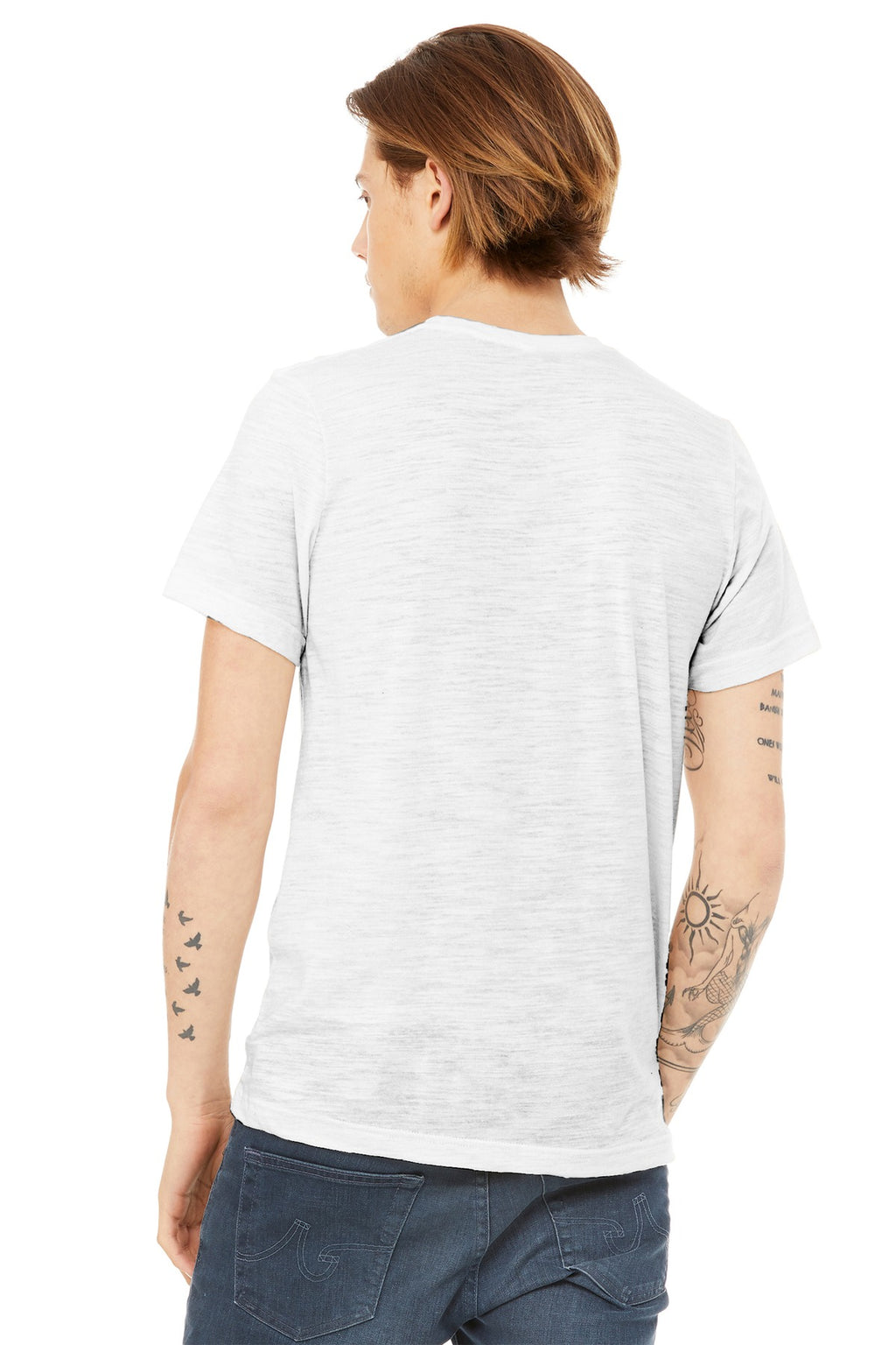 BELLA+CANVAS Unisex Poly-Cotton Short Sleeve Tee. BC3650 - White Slub - back