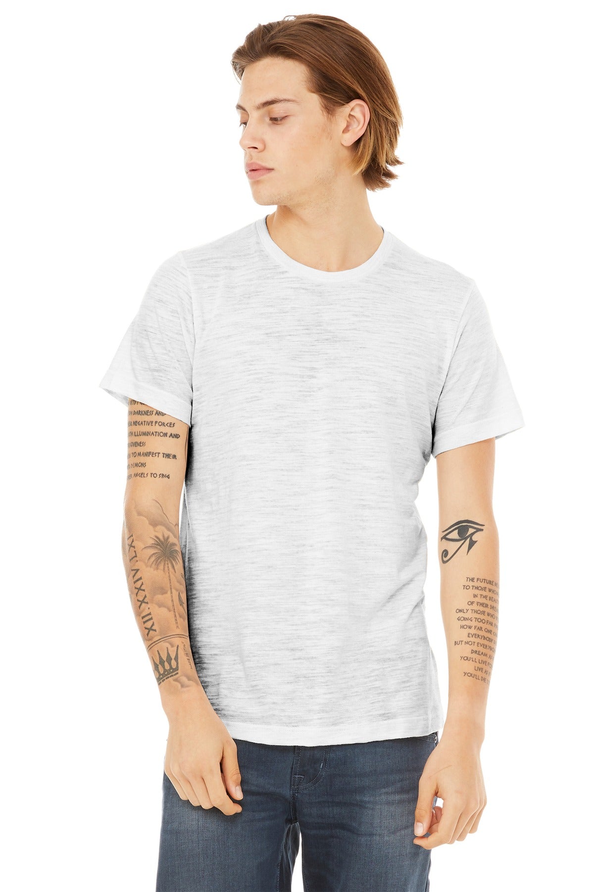 BELLA+CANVAS Unisex Poly-Cotton Short Sleeve Tee. BC3650 - White Slub - front