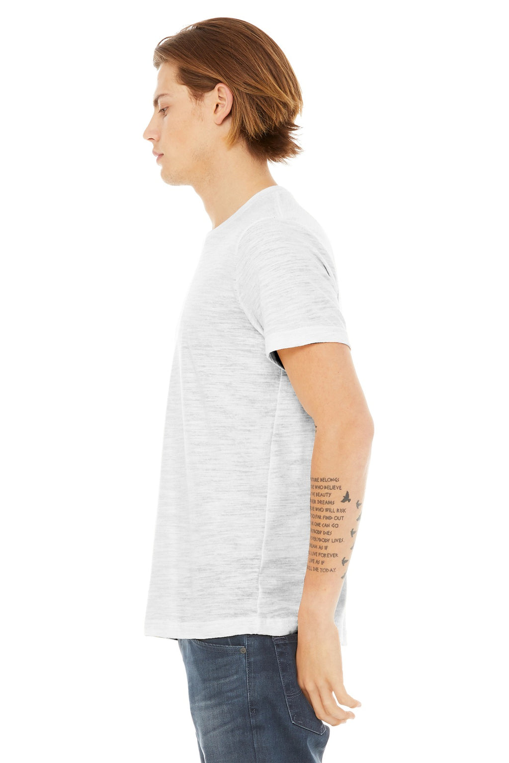 BELLA+CANVAS Unisex Poly-Cotton Short Sleeve Tee. BC3650 - White Slub - side