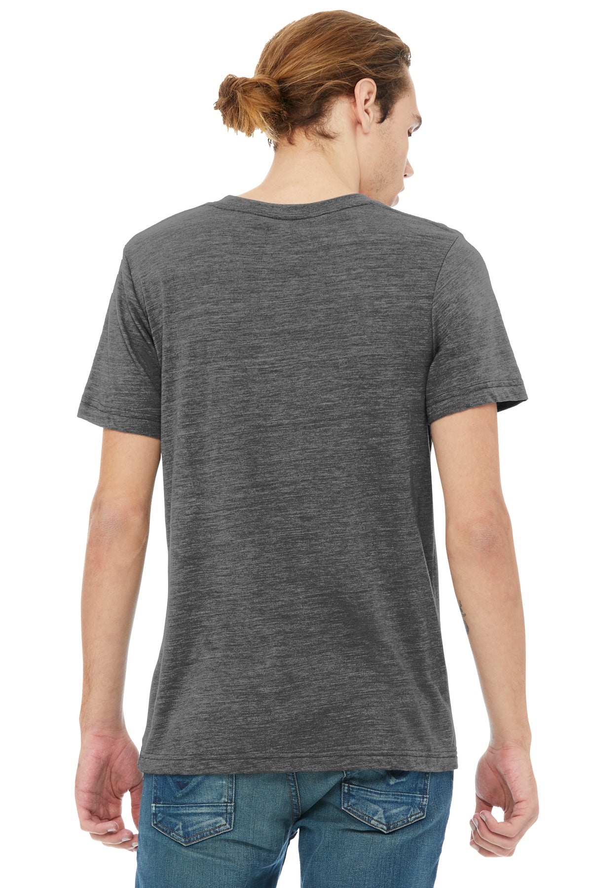 BELLA+CANVAS Unisex Textured Jersey V-Neck Tee BC3655 - Asphalt Slub - back