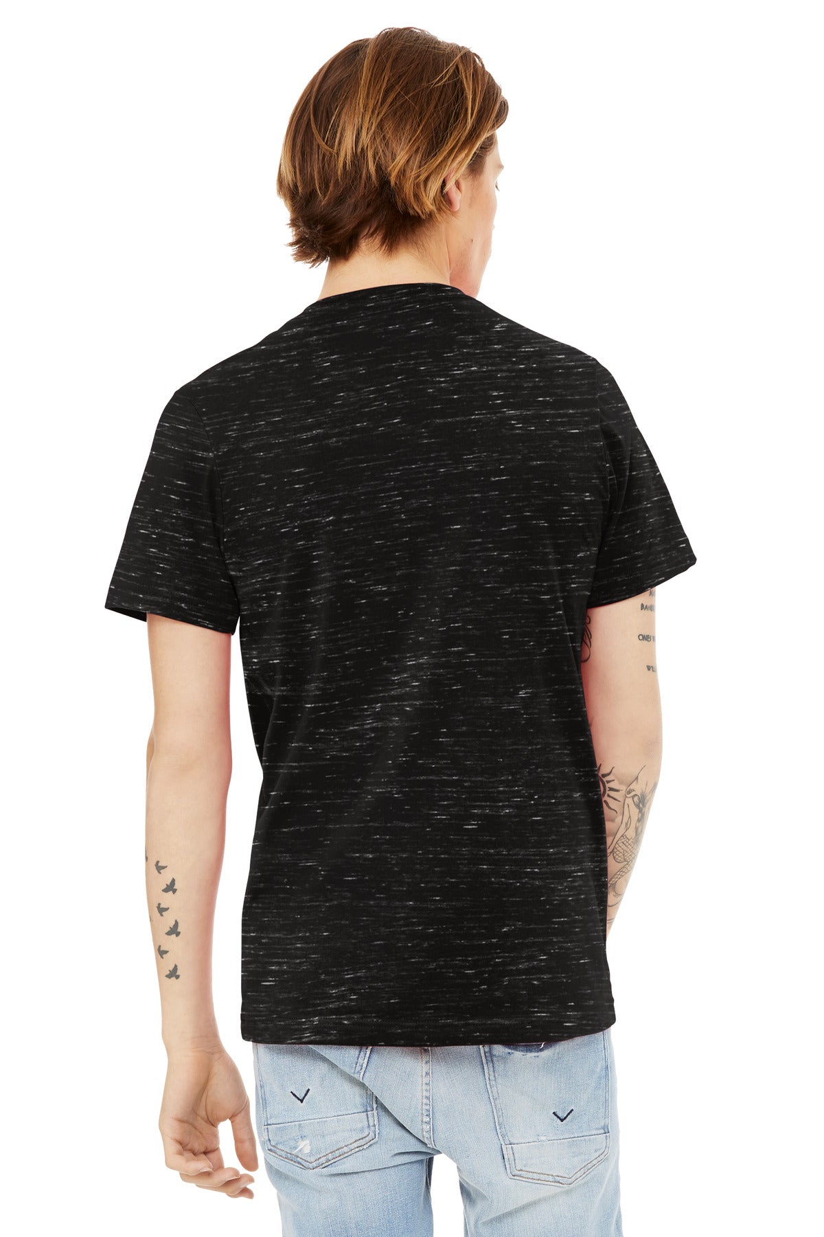 BELLA+CANVAS Unisex Textured Jersey V-Neck Tee BC3655 - Black Marble - back