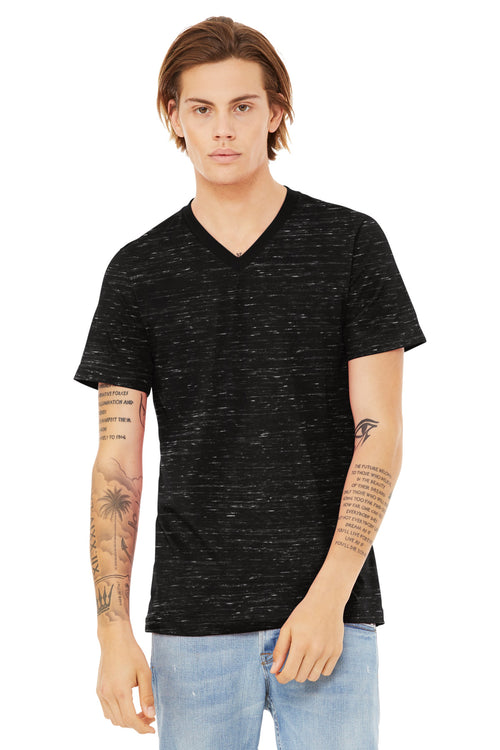 BELLA+CANVAS Unisex Textured Jersey V-Neck Tee BC3655 - Black Marble - front