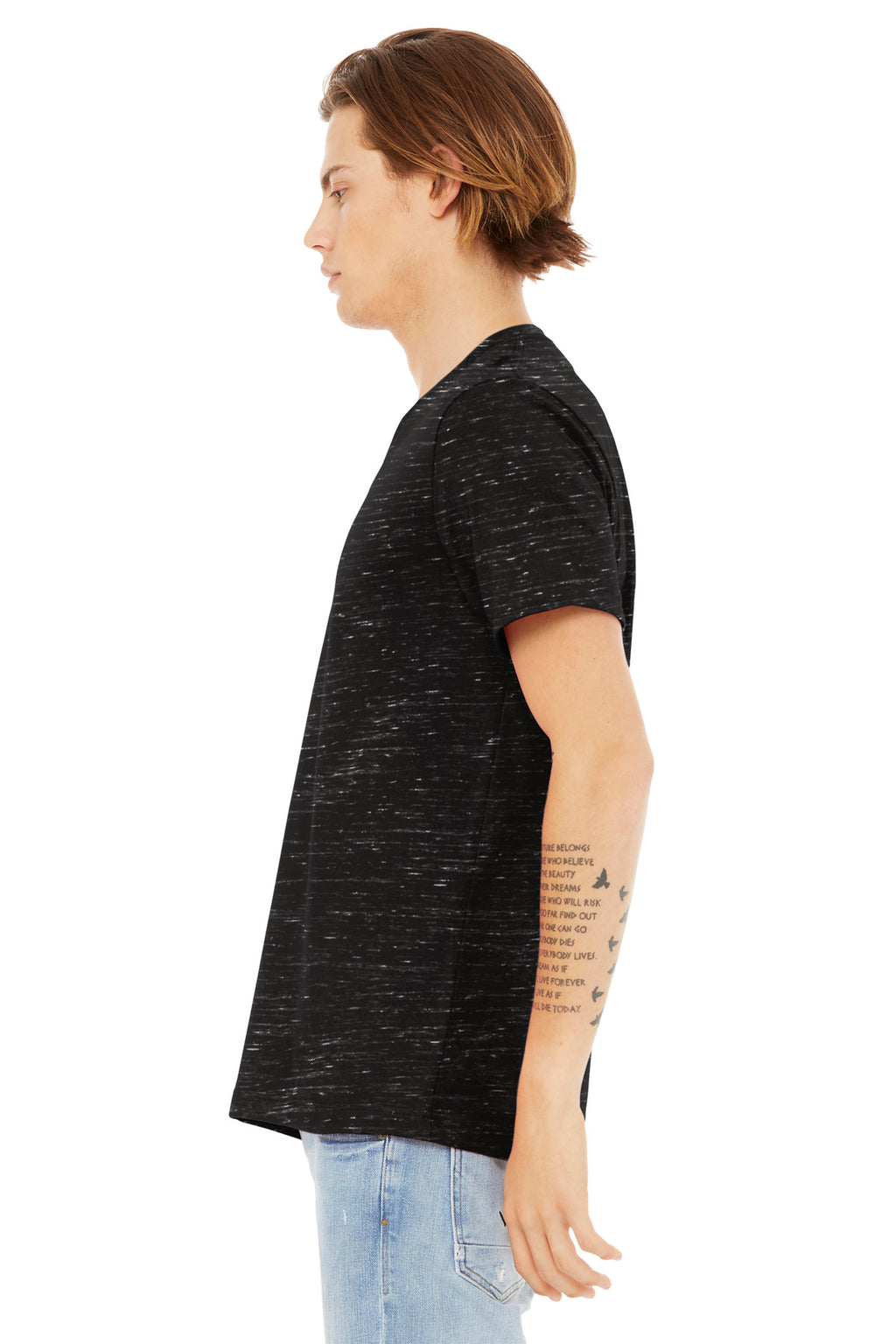 BELLA+CANVAS Unisex Textured Jersey V-Neck Tee BC3655 - Black Marble - side