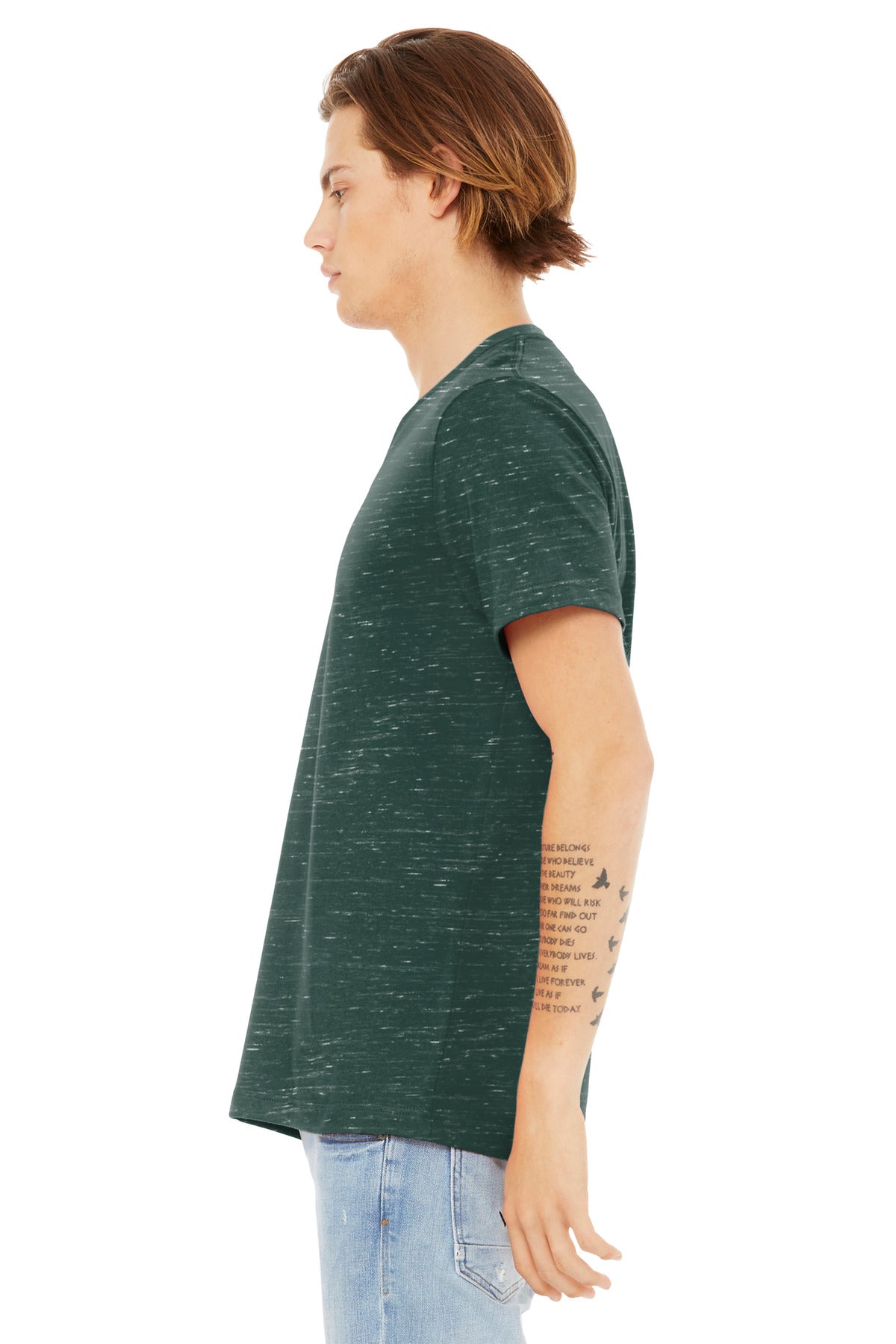 BELLA+CANVAS Unisex Textured Jersey V-Neck Tee BC3655 - Forest Marble - side