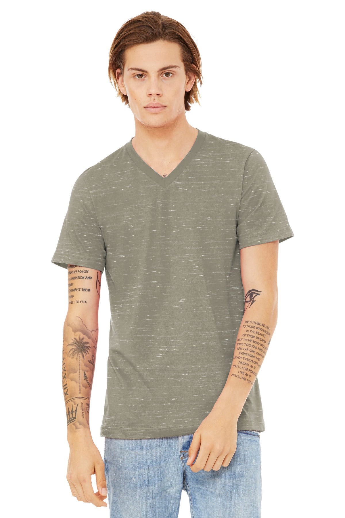 BELLA+CANVAS Unisex Textured Jersey V-Neck Tee BC3655 - Stone Marble - front