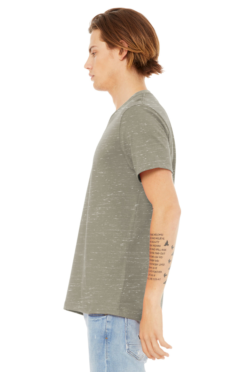 BELLA+CANVAS Unisex Textured Jersey V-Neck Tee BC3655 - Stone Marble - side