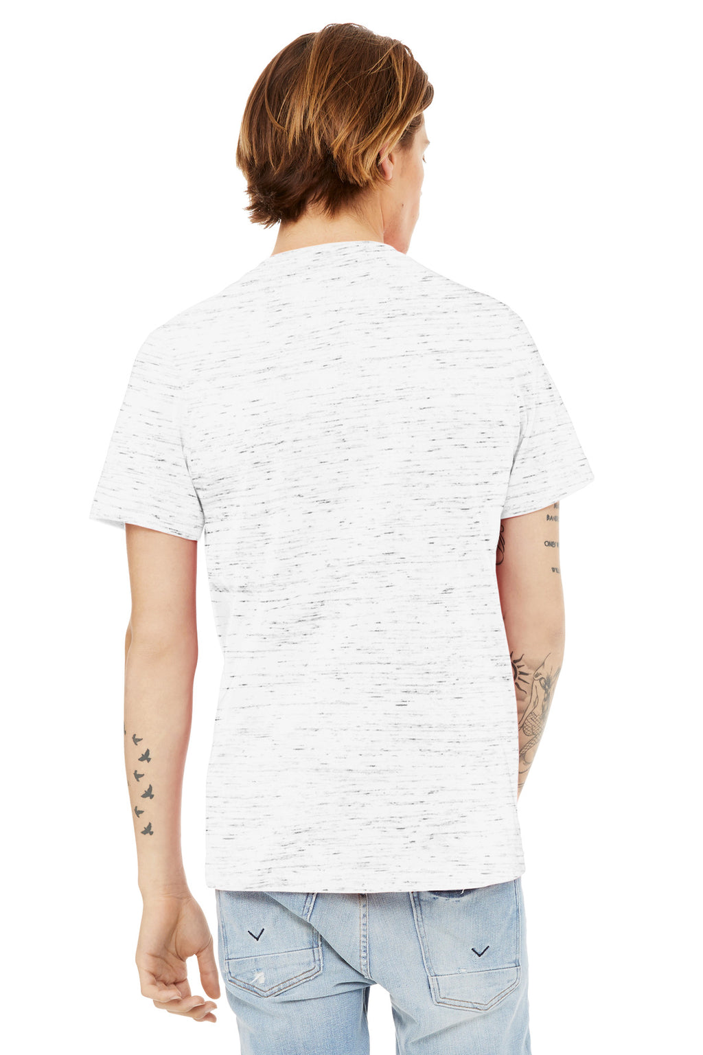 BELLA+CANVAS Unisex Textured Jersey V-Neck Tee BC3655 - White Marble - back