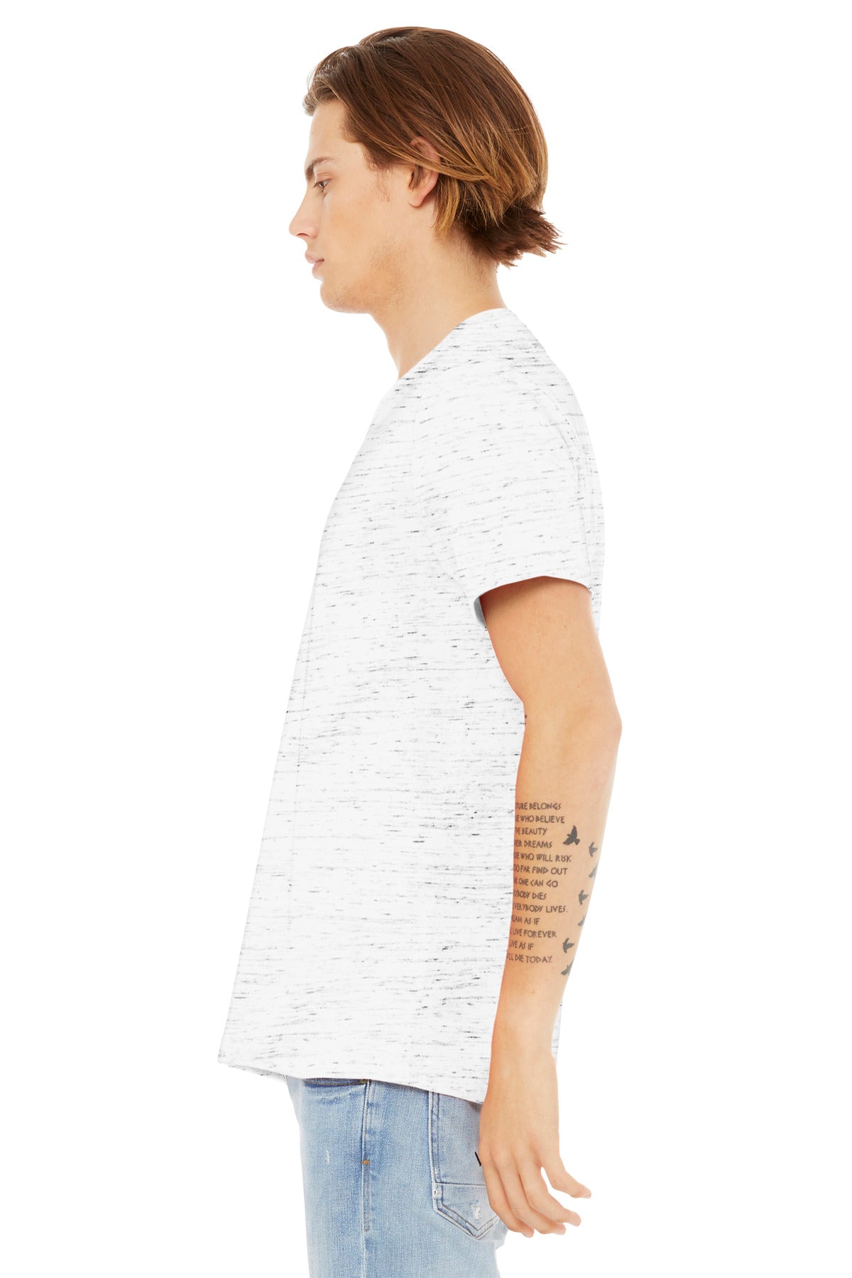 BELLA+CANVAS Unisex Textured Jersey V-Neck Tee BC3655 - White Marble - side