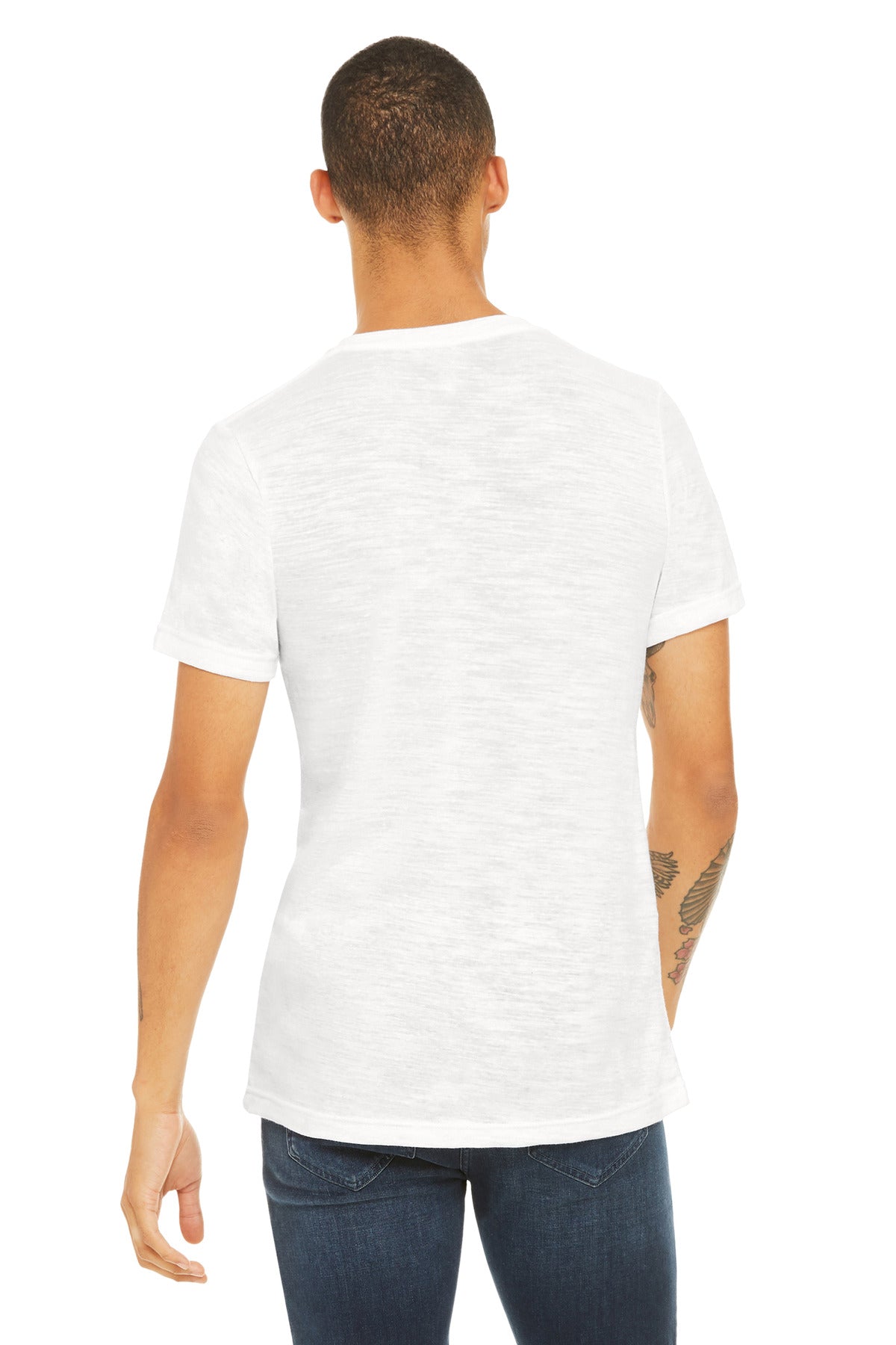 BELLA+CANVAS Unisex Textured Jersey V-Neck Tee BC3655 - White Slub - back