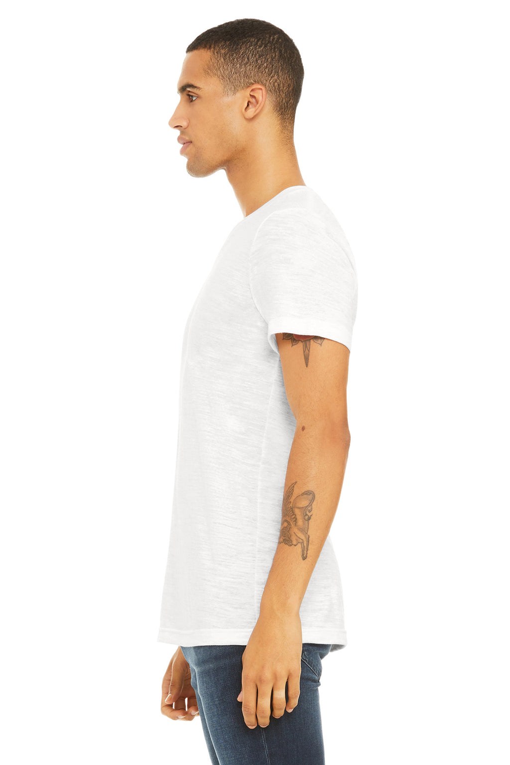 BELLA+CANVAS Unisex Textured Jersey V-Neck Tee BC3655 - White Slub - side
