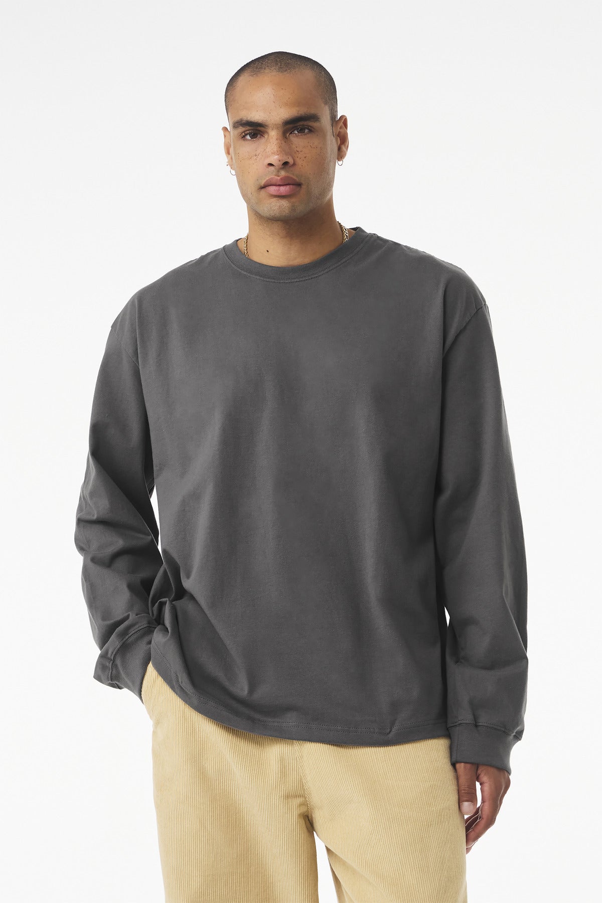 BELLA+CANVAS Unisex 7.5-Ounce Heavyweight Long Sleeve Tee BC4651 - Asphalt - front