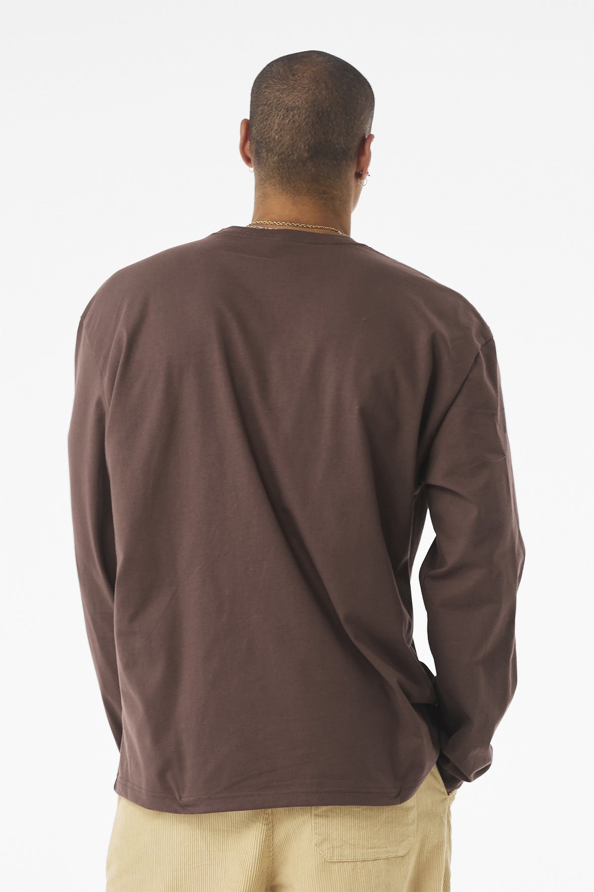 BELLA+CANVAS Unisex 7.5-Ounce Heavyweight Long Sleeve Tee BC4651 - Cocoa - back