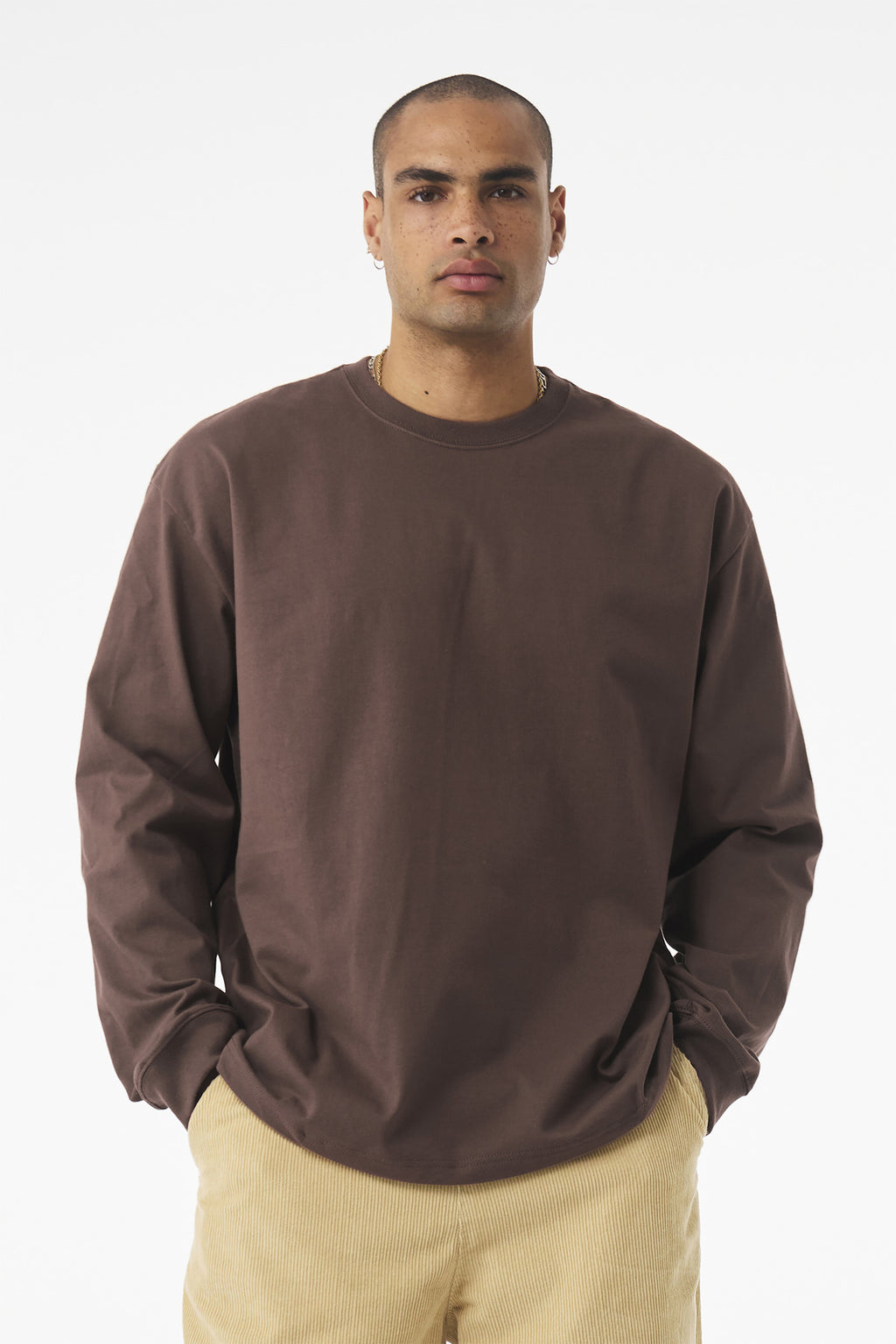 BELLA+CANVAS Unisex 7.5-Ounce Heavyweight Long Sleeve Tee BC4651 - Cocoa - front