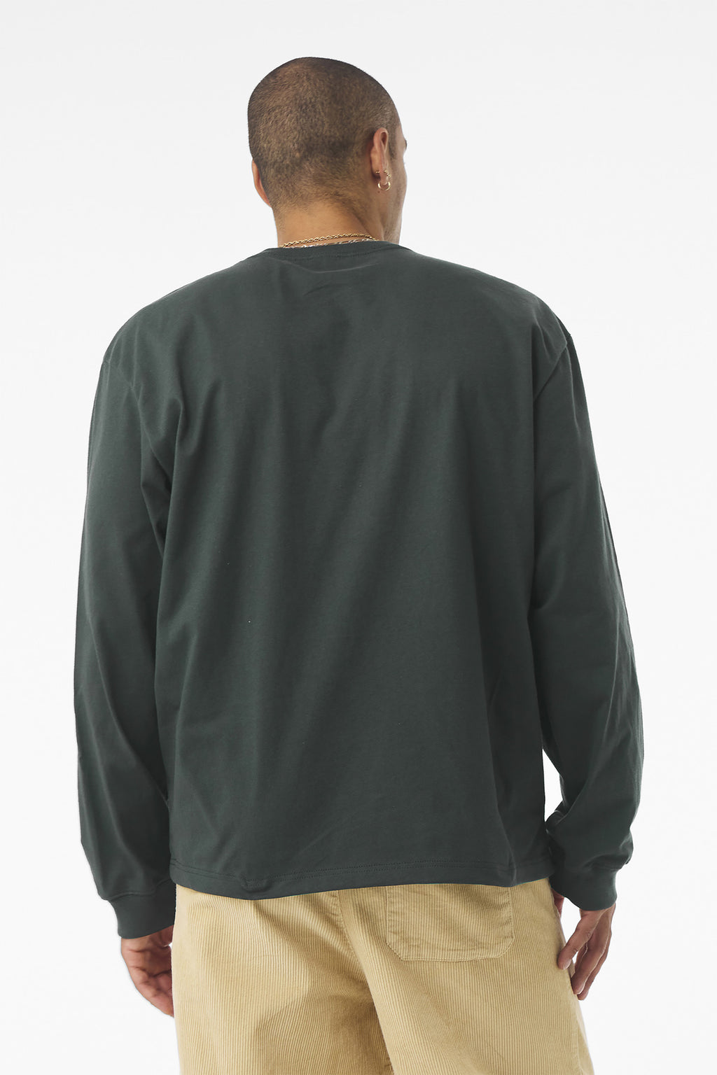 BELLA+CANVAS Unisex 7.5-Ounce Heavyweight Long Sleeve Tee BC4651 - Hunter Green - back