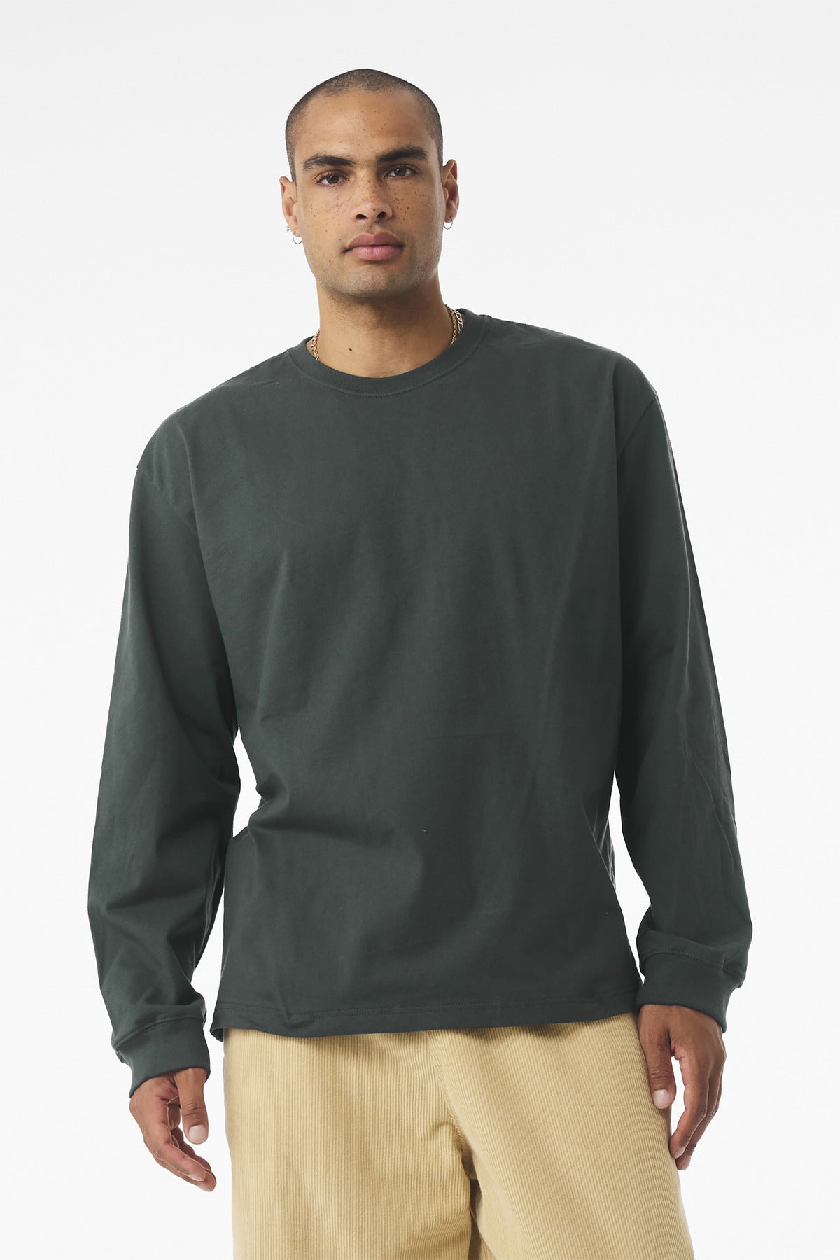 BELLA+CANVAS Unisex 7.5-Ounce Heavyweight Long Sleeve Tee BC4651 - Hunter Green - front