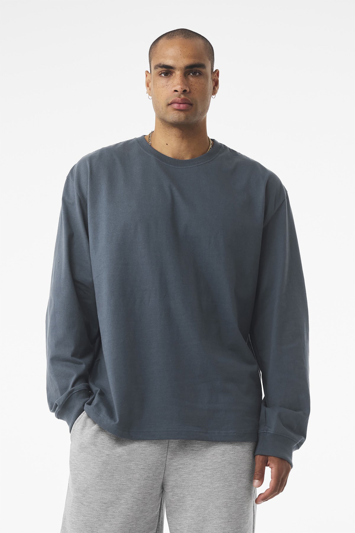 BELLA+CANVAS Unisex 7.5-Ounce Heavyweight Long Sleeve Tee BC4651 - Vintage Navy - front