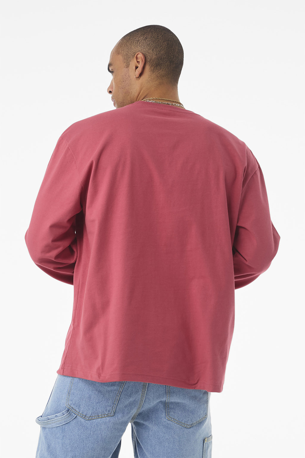 BELLA+CANVAS Unisex 7.5-Ounce Heavyweight Long Sleeve Tee BC4651 - Vintage Red - back