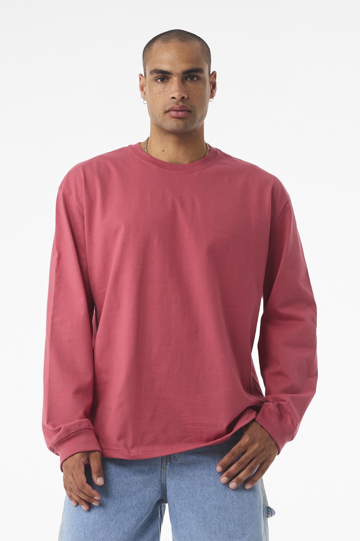 BELLA+CANVAS Unisex 7.5-Ounce Heavyweight Long Sleeve Tee BC4651 - Vintage Red - front
