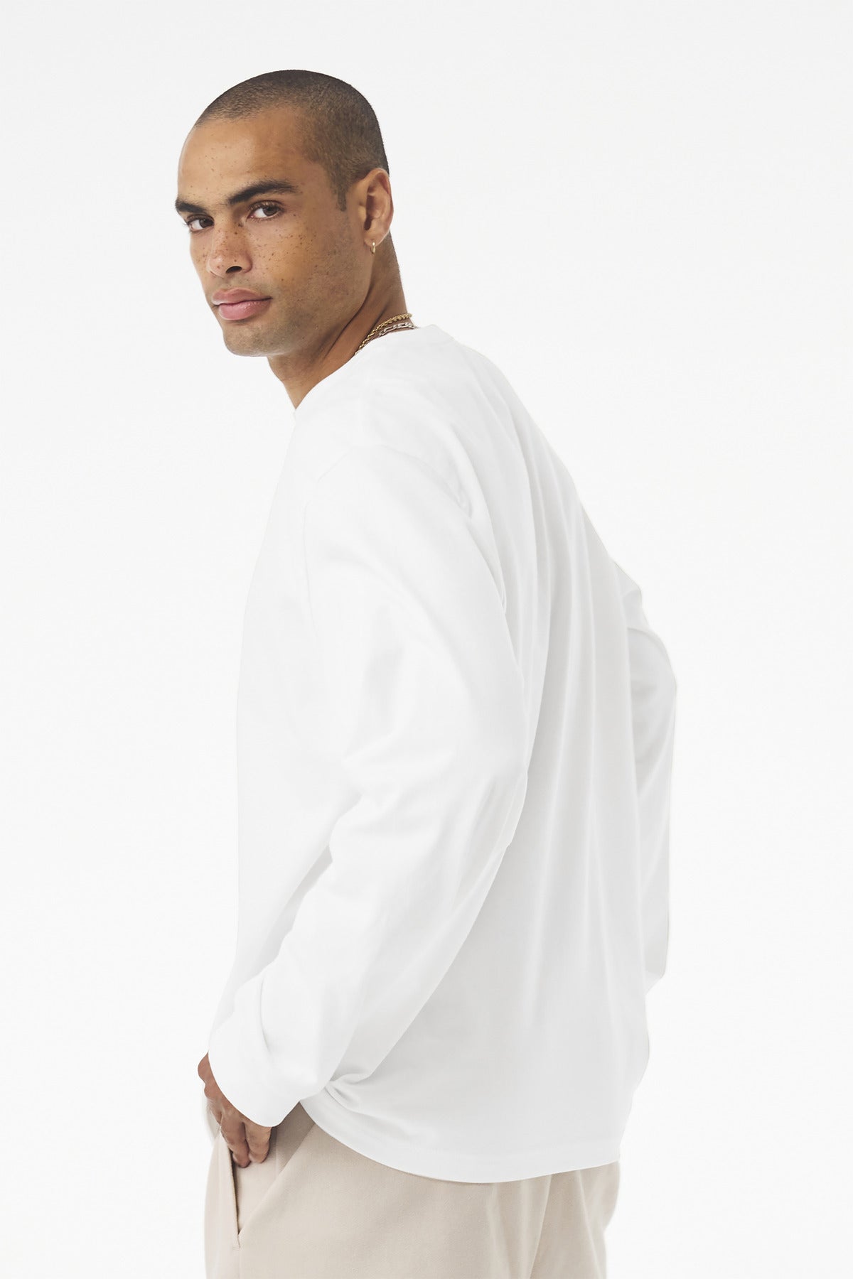 BELLA+CANVAS Unisex 7.5-Ounce Heavyweight Long Sleeve Tee BC4651 - White - back