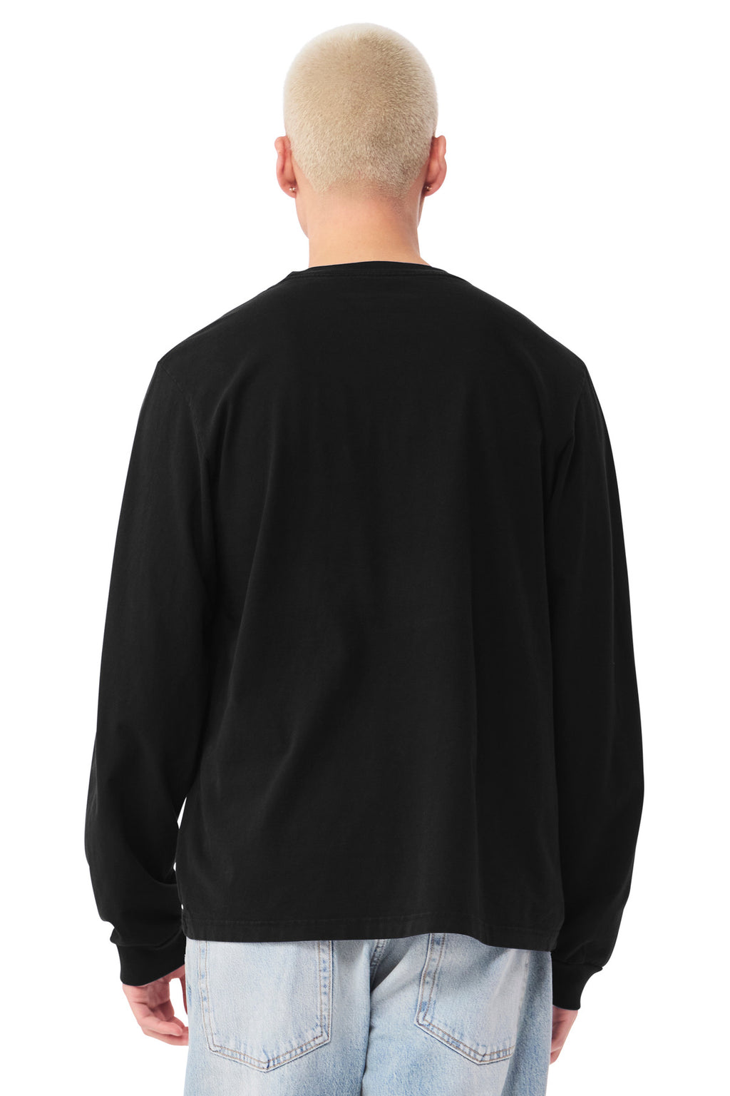 BELLA+CANVAS Unisex Heavyweight Garment-Dyed Long Sleeve Tee BC4851GD - Black - back