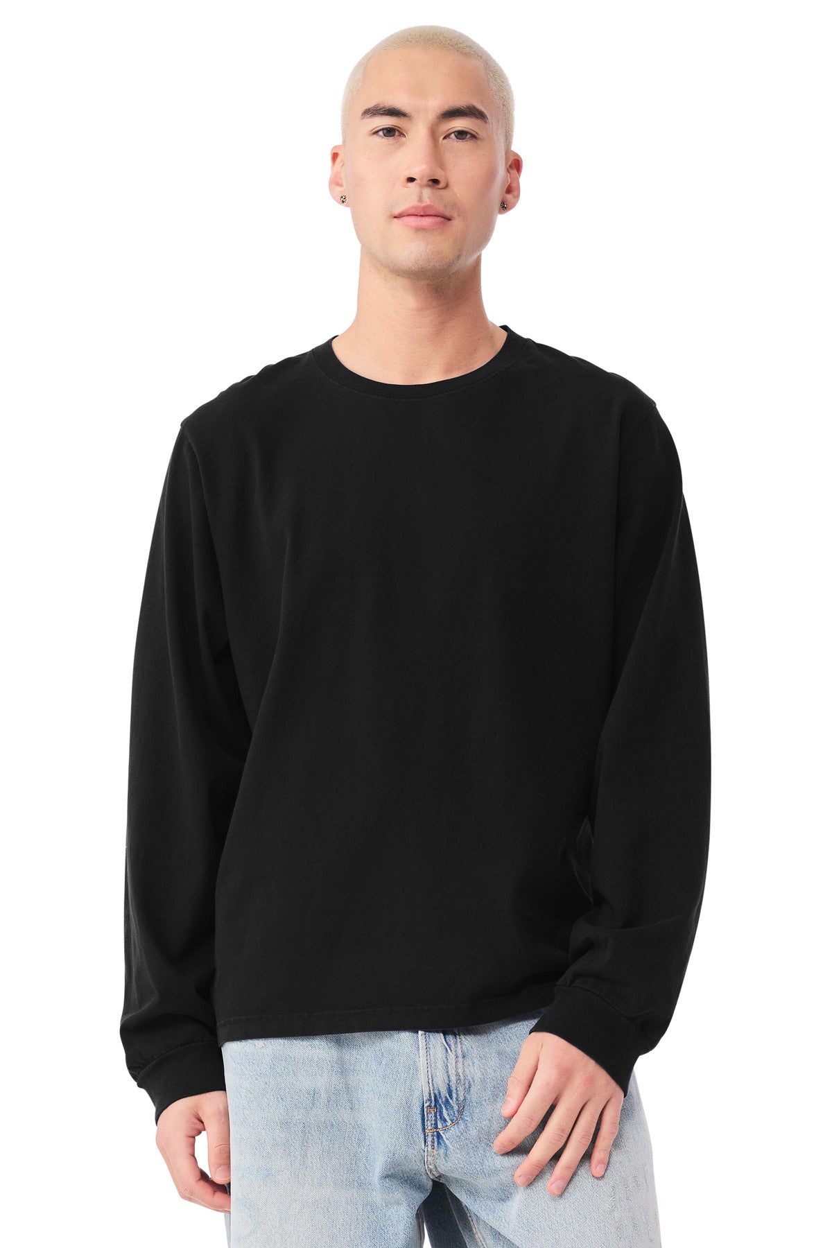 BELLA+CANVAS Unisex Heavyweight Garment-Dyed Long Sleeve Tee BC4851GD - Black - front