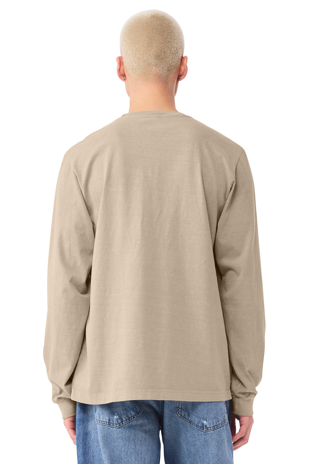 BELLA+CANVAS Unisex Heavyweight Garment-Dyed Long Sleeve Tee BC4851GD - Khaki - back