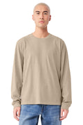 BELLA+CANVAS Unisex Heavyweight Garment-Dyed Long Sleeve Tee BC4851GD - Khaki - front