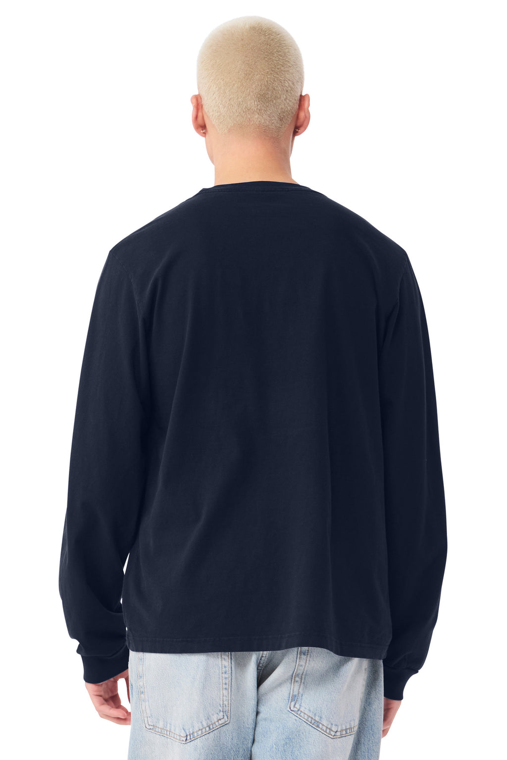 BELLA+CANVAS Unisex Heavyweight Garment-Dyed Long Sleeve Tee BC4851GD - Navy - back