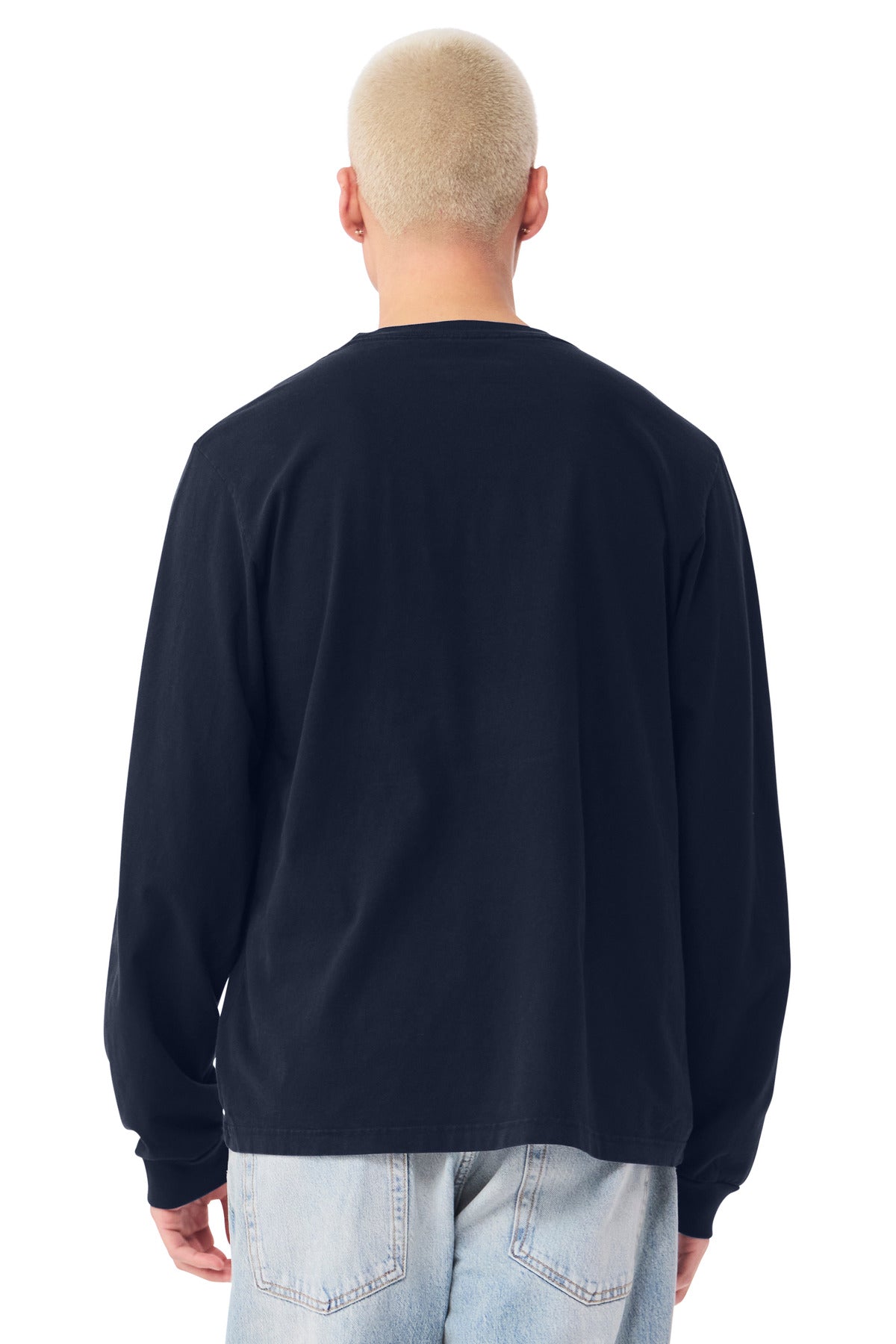 BELLA+CANVAS Unisex Heavyweight Garment-Dyed Long Sleeve Tee BC4851GD - Navy - back
