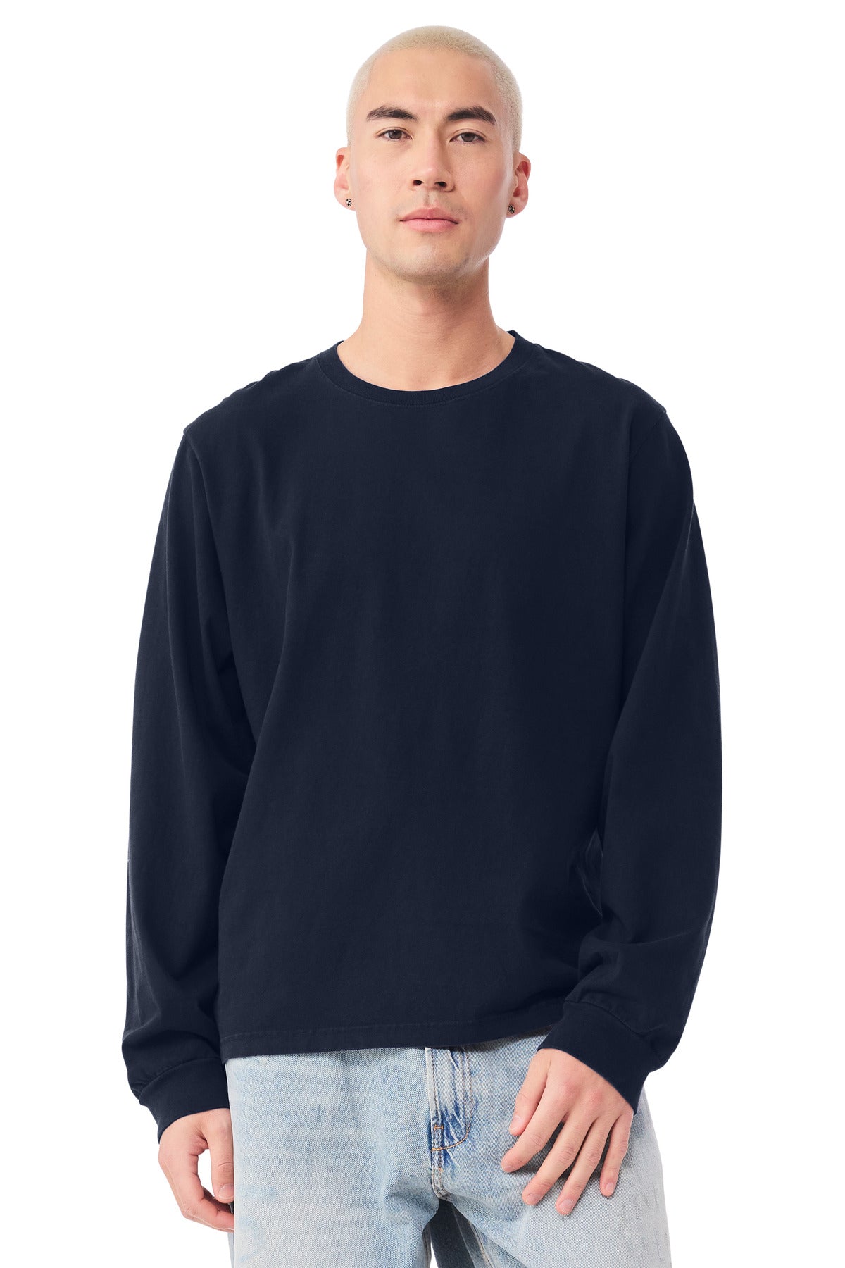 BELLA+CANVAS Unisex Heavyweight Garment-Dyed Long Sleeve Tee BC4851GD - Navy - front
